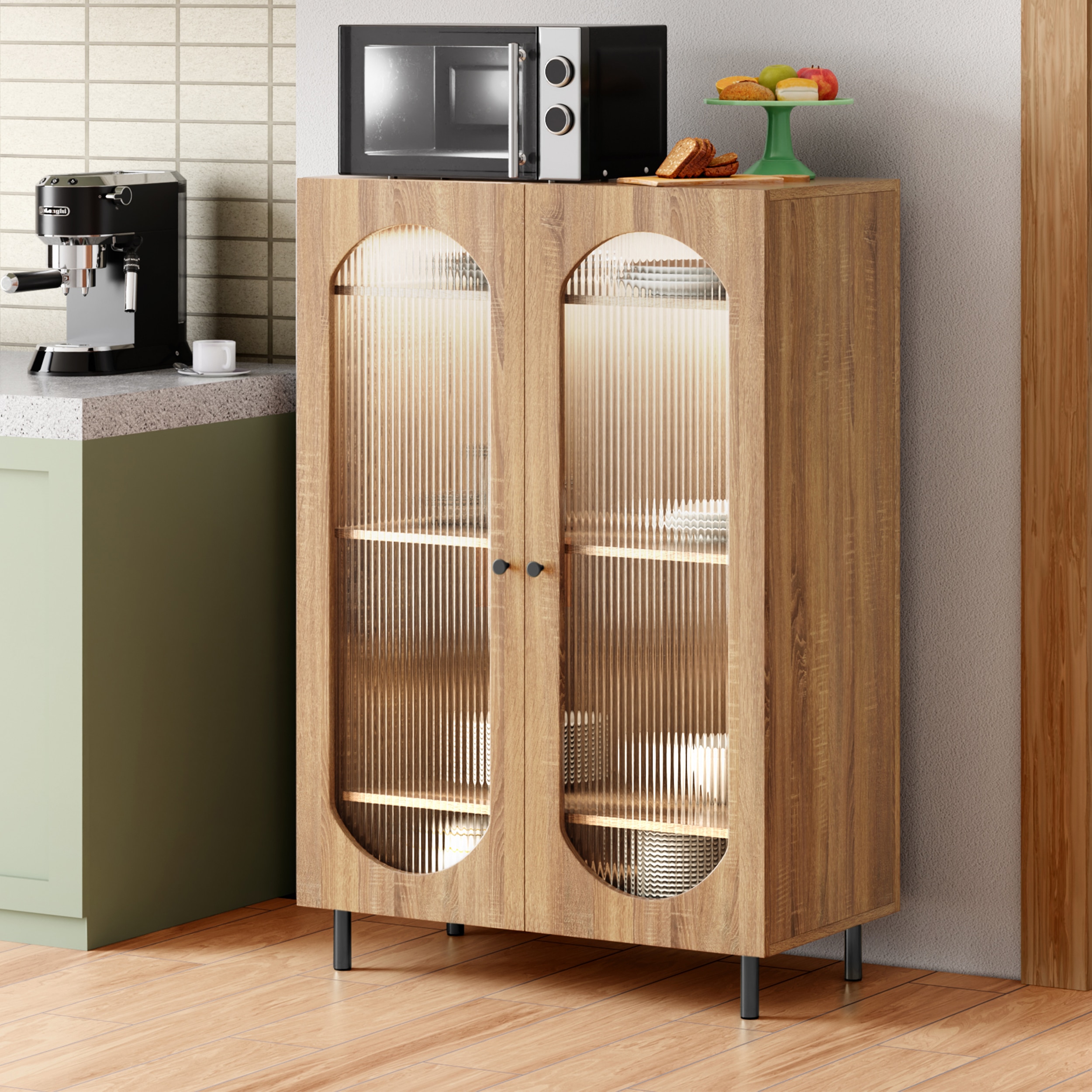 Stellar Multipurpose Storage Cabinet (Tall Size, Oak) - Alex Daisy