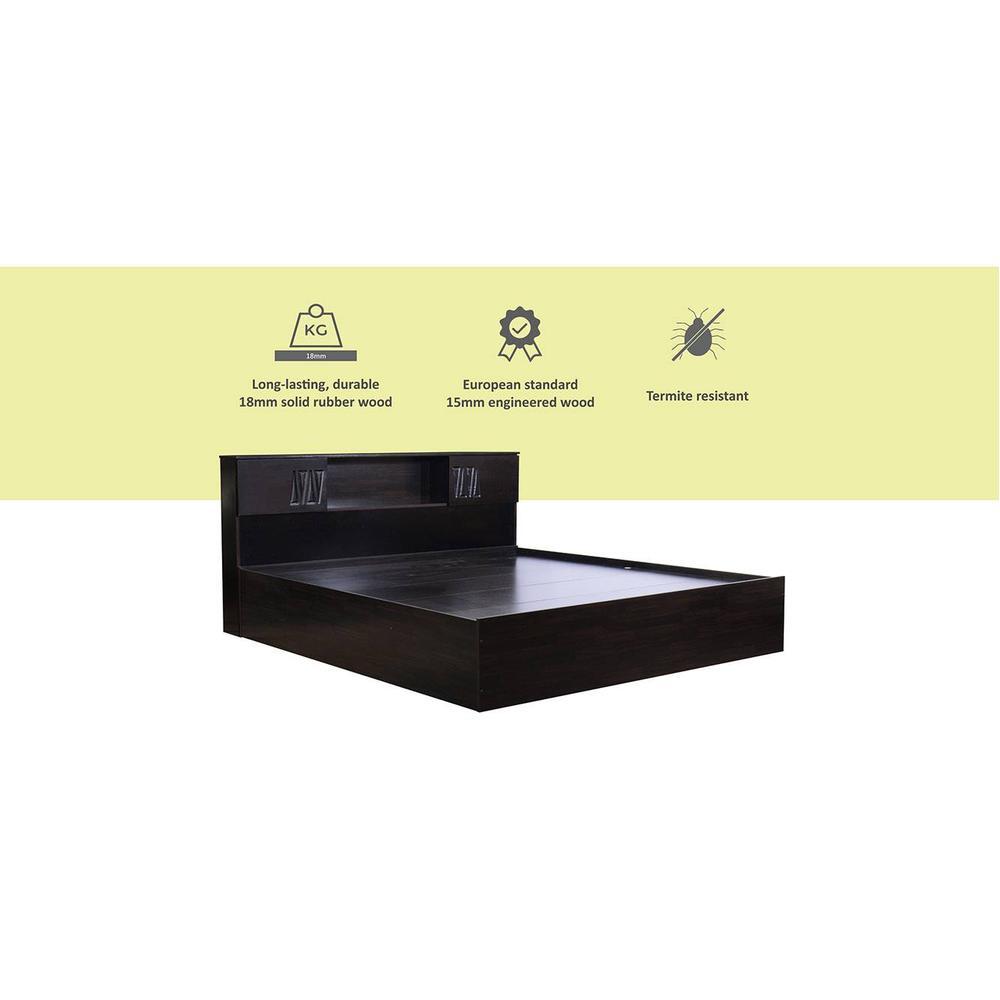 Horae Solid Wood King Size Drawer Storage Bed In Melamine Finish