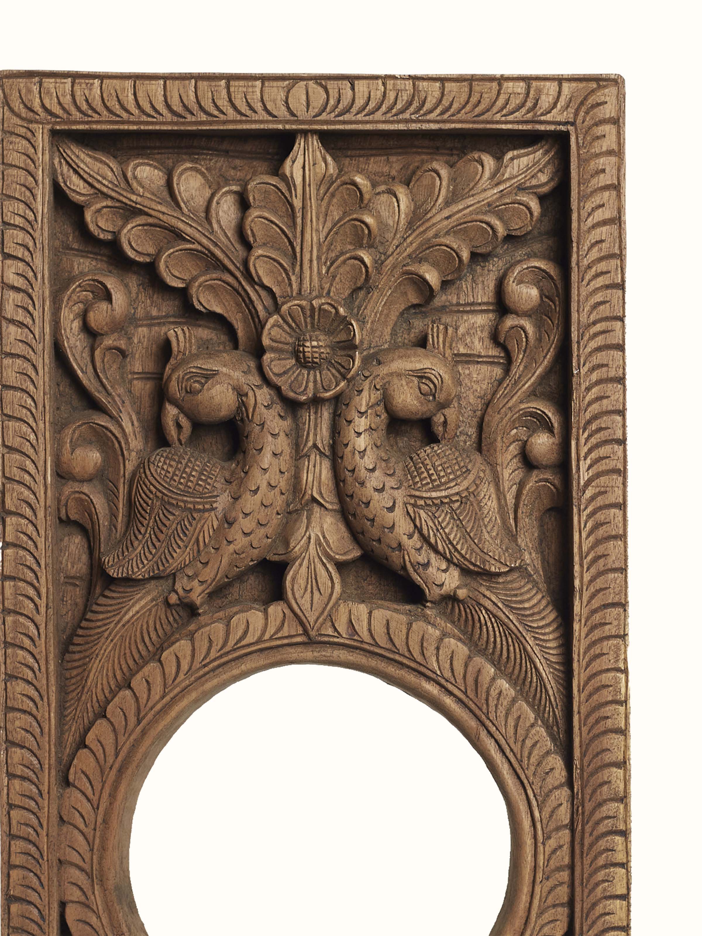 Wood Carved Mirror Panel Sculpture