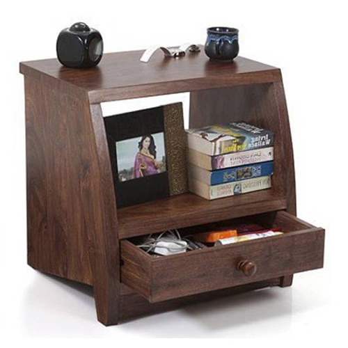 Siesta Solid Wood Bedside Table in Teak Finish