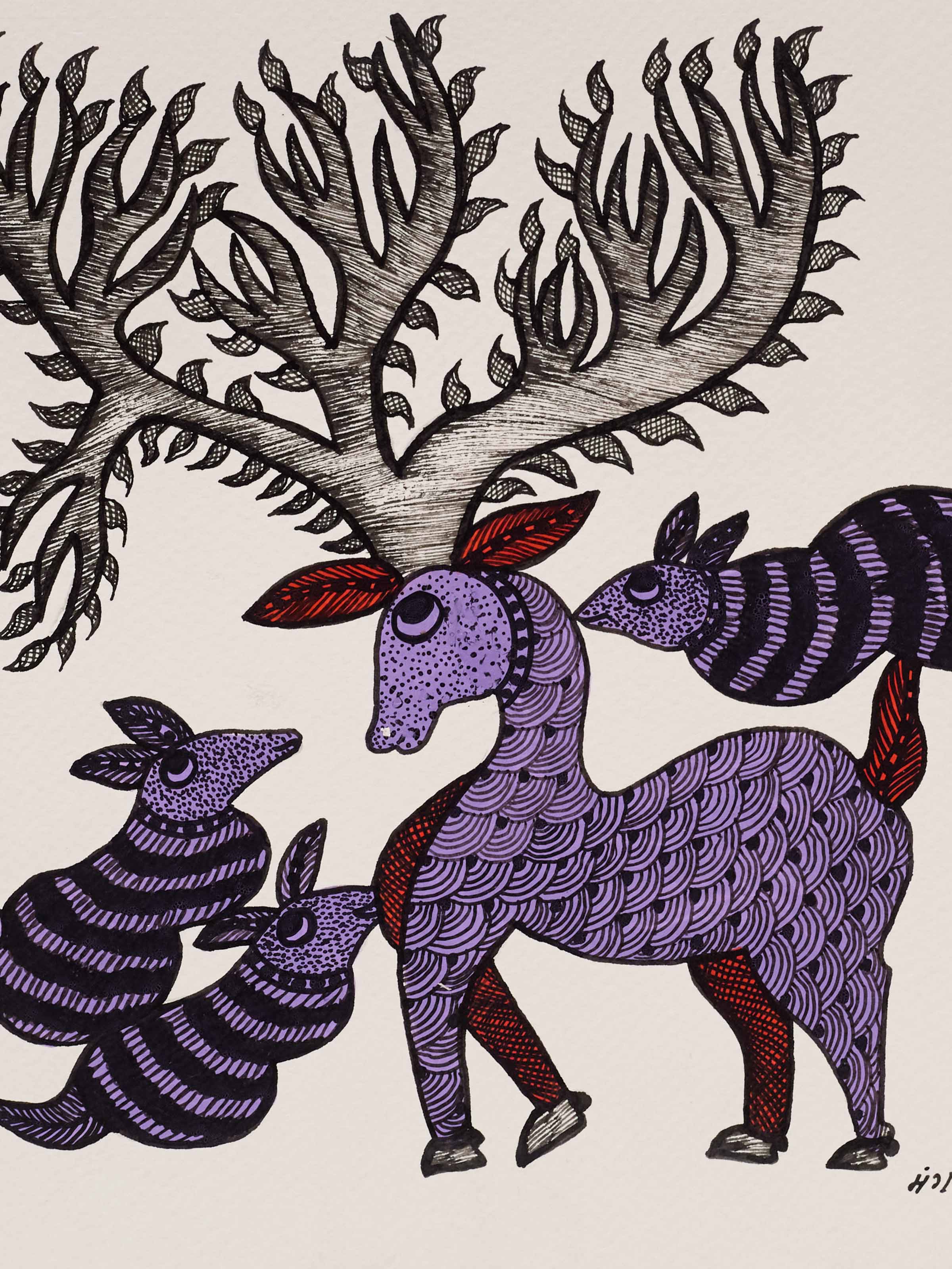 Mother Deer Gond Art