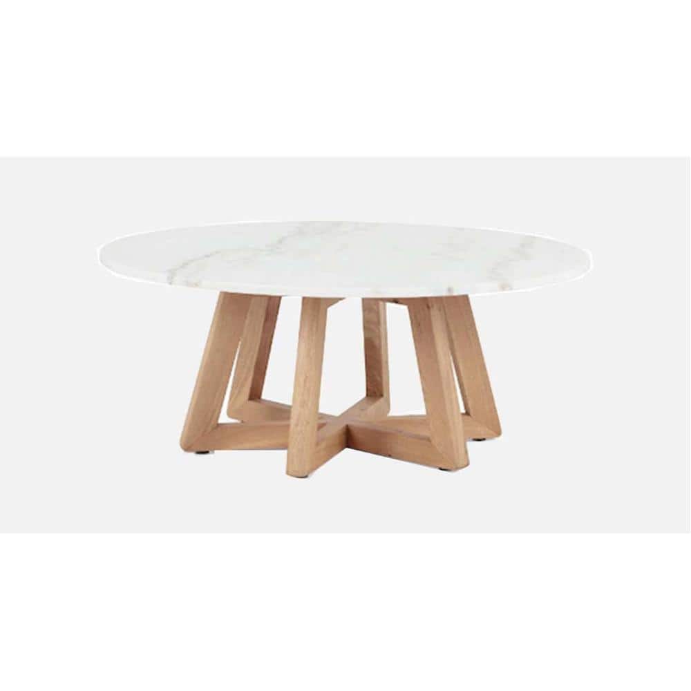 Hormi Series Round Coffee Table With White Stone Top