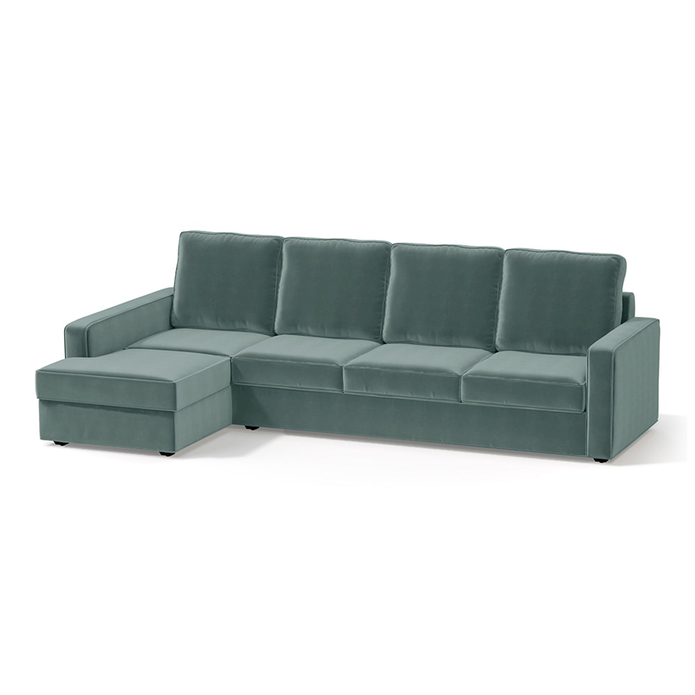 Apollo Sofa (Colour : Dusty Turquoise Velvet, Cushion : Soft, Back Type : High Back, Seating Capacity : Left Aligned 3 Seater + Left Aligned Chaise)
