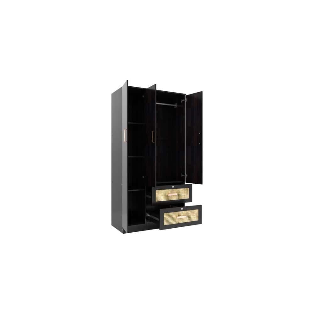 Ren 3 Door Wardrobe with Rattan Drawer