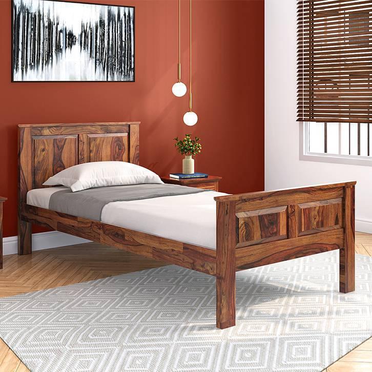 Lipe Non Storage Single Bed In Teak Finish