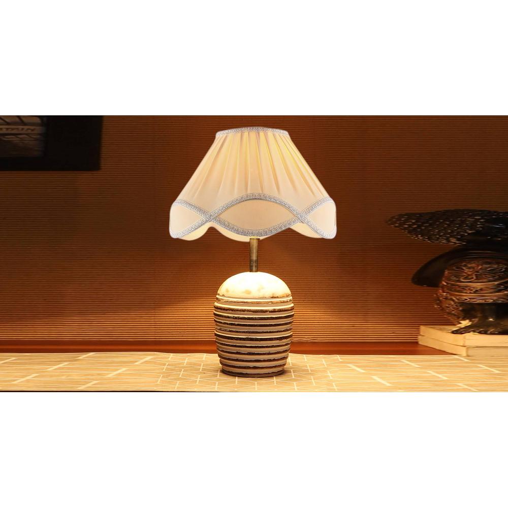Vintage cotton off-white with White Brushed Wood Table Lamp