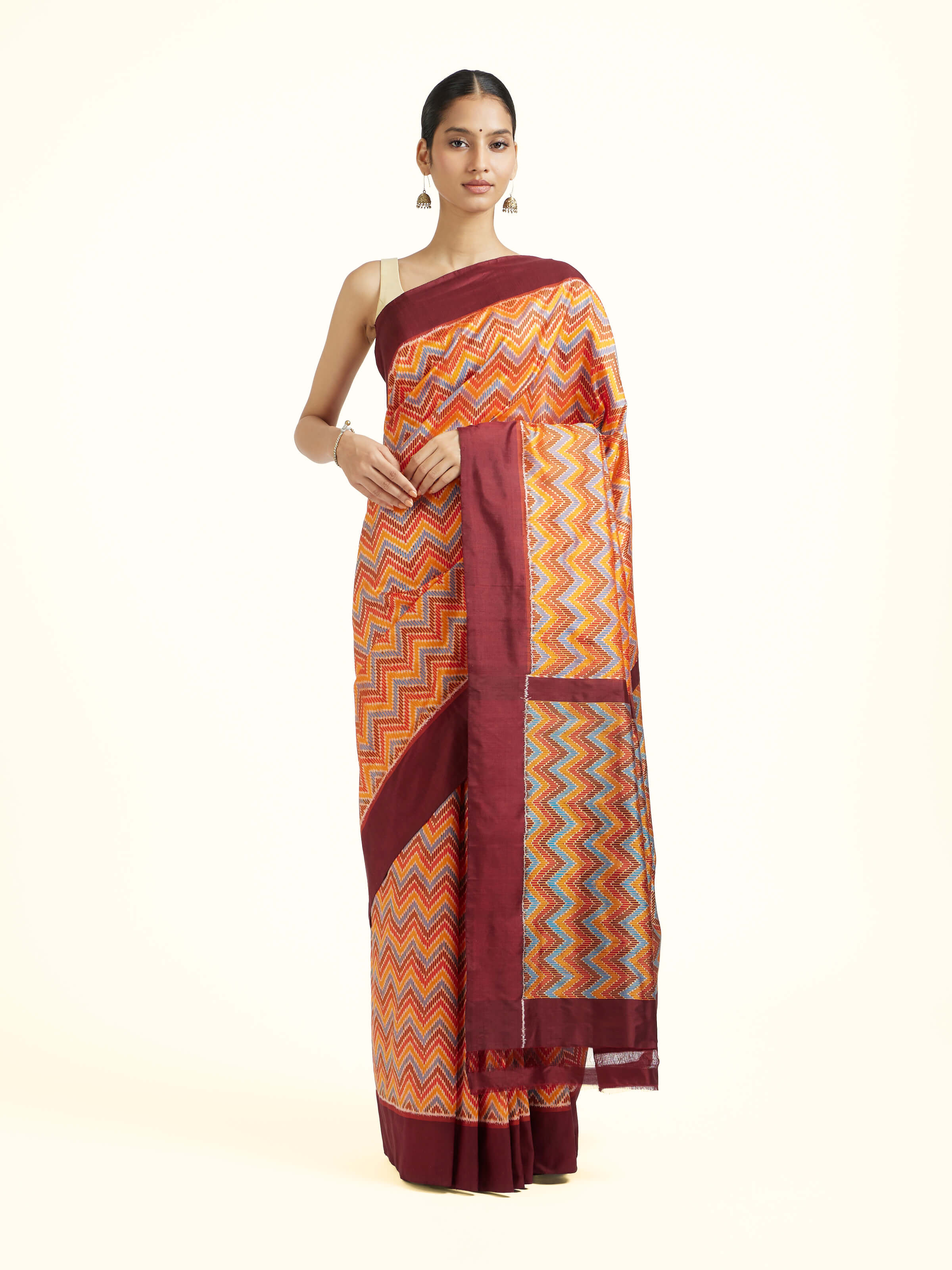 Multicolor Silk Pochampally Single Ikat Saree