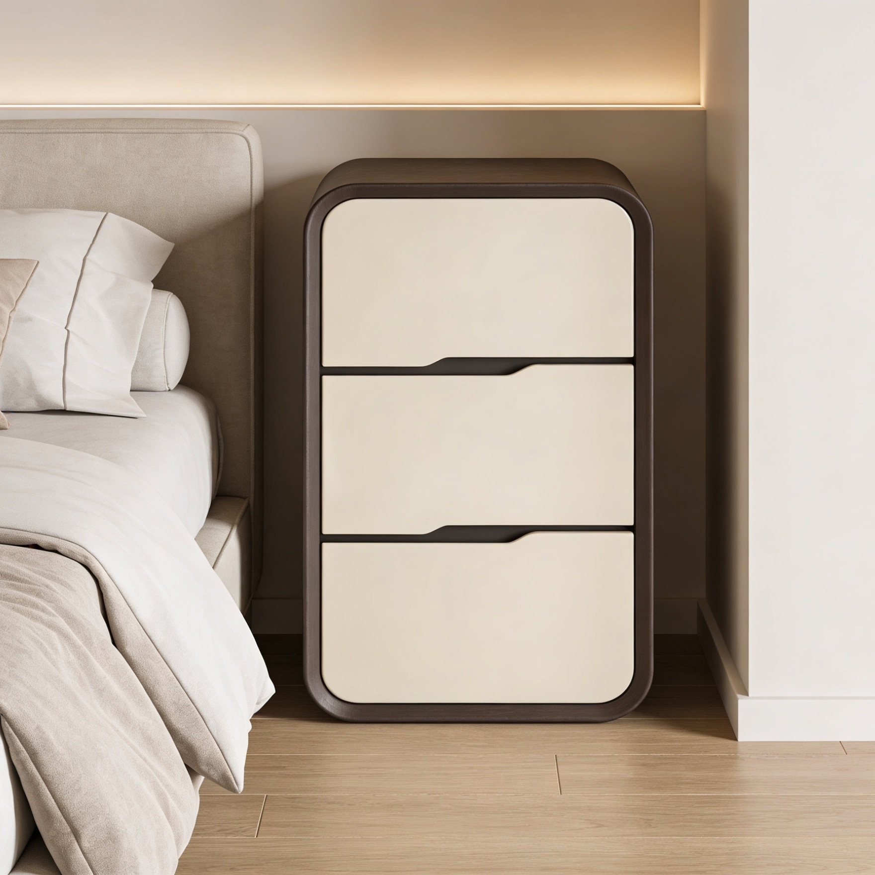 Modern Three Drawer Nightstand-image-32