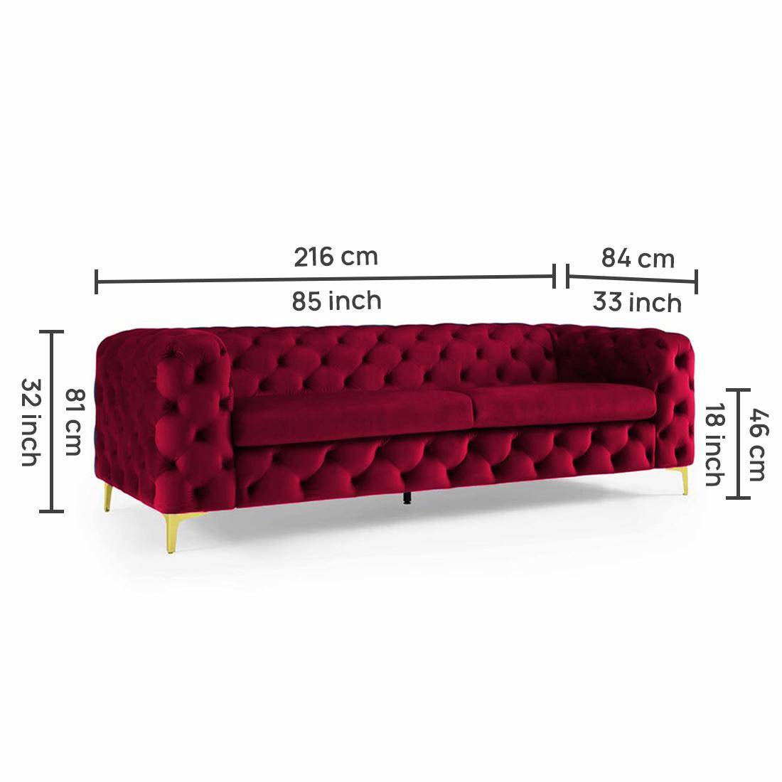 Cherish Fabric Sofa - Maroon