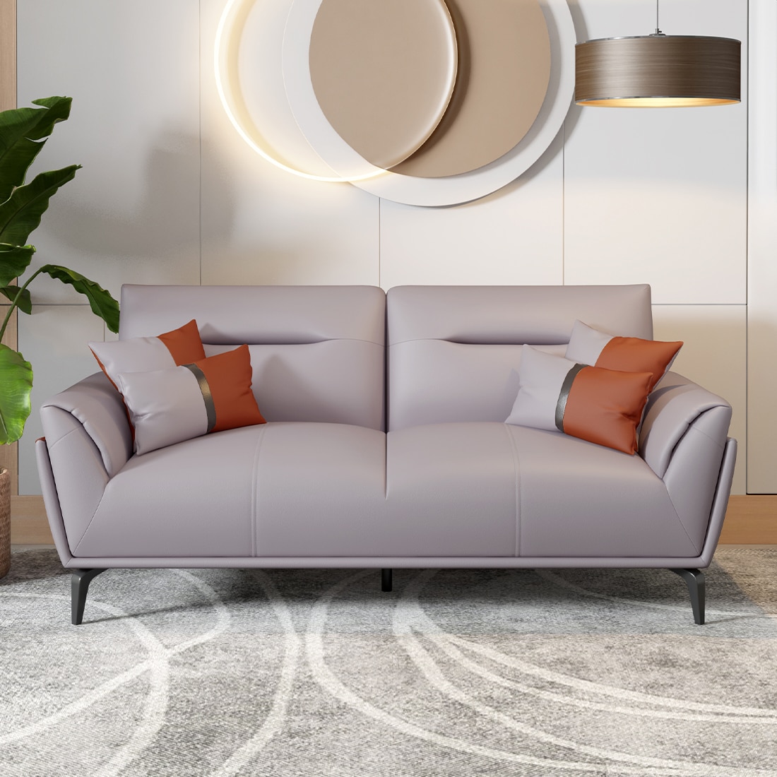 Jonas 3 Seater Leatherette Sole in Oyster Grey Colour - Durian
