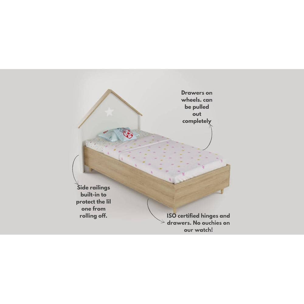 Dream House Engineered Wood Bed in Grey Colour