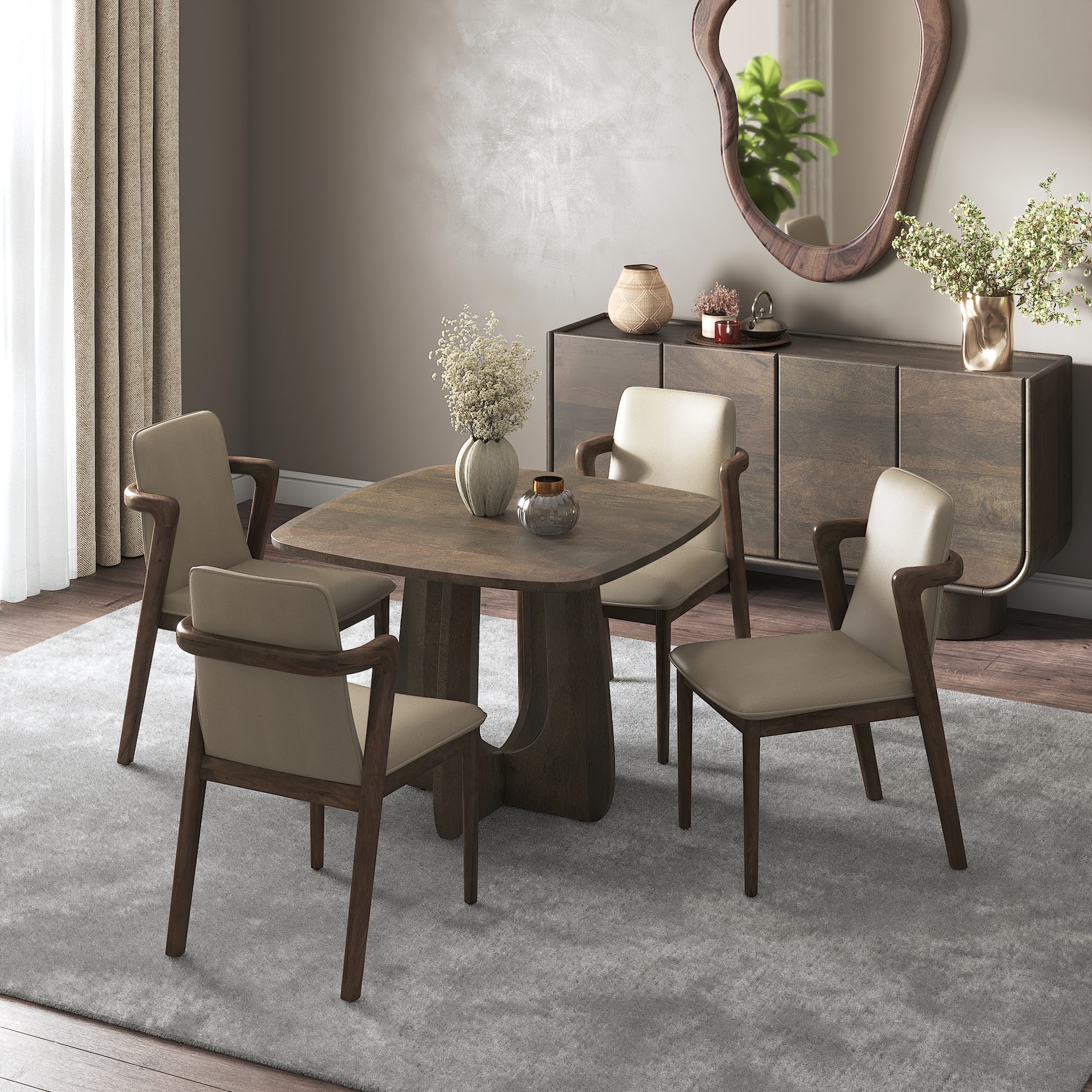 Aero Solid Wood 4 Seater Dining Table With Harper Dining Chair