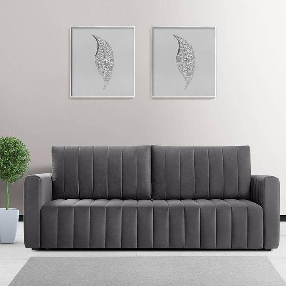 Beliss 3 Pull Out Sofa Cum Bed with storage In Grey Colour