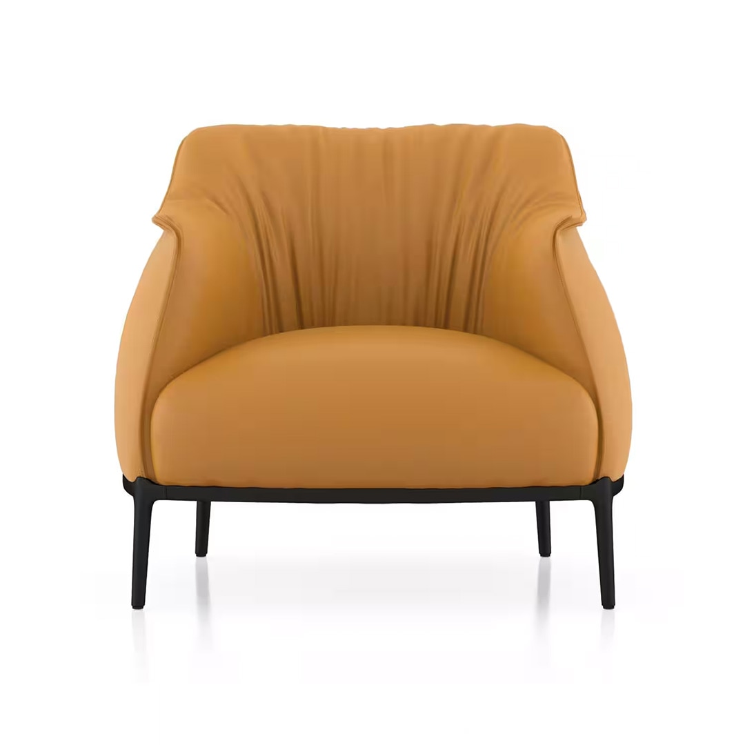 Odette Lounge Chair In Mustard Leather