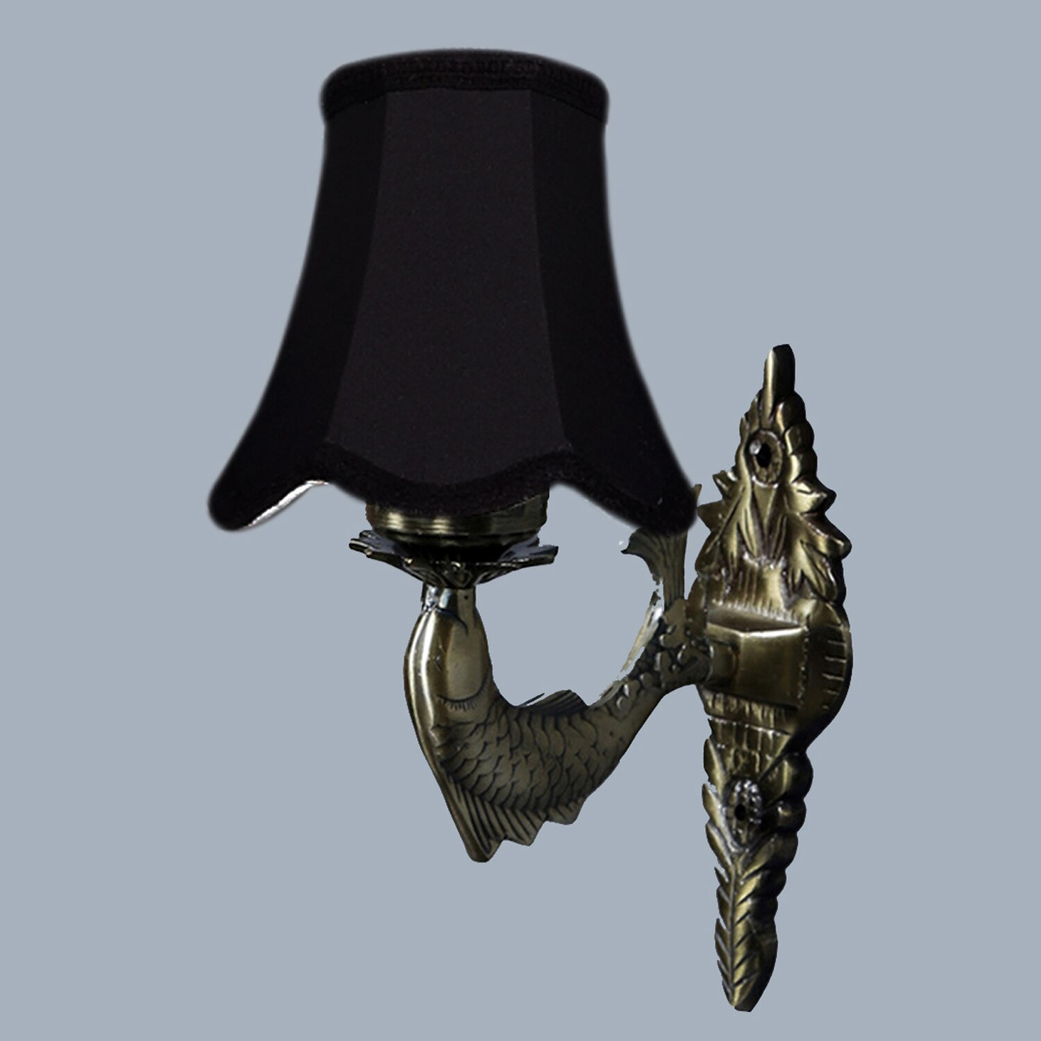 Devansh Gold Antique Wall Mounted Lamp With Black  Cotton Shade