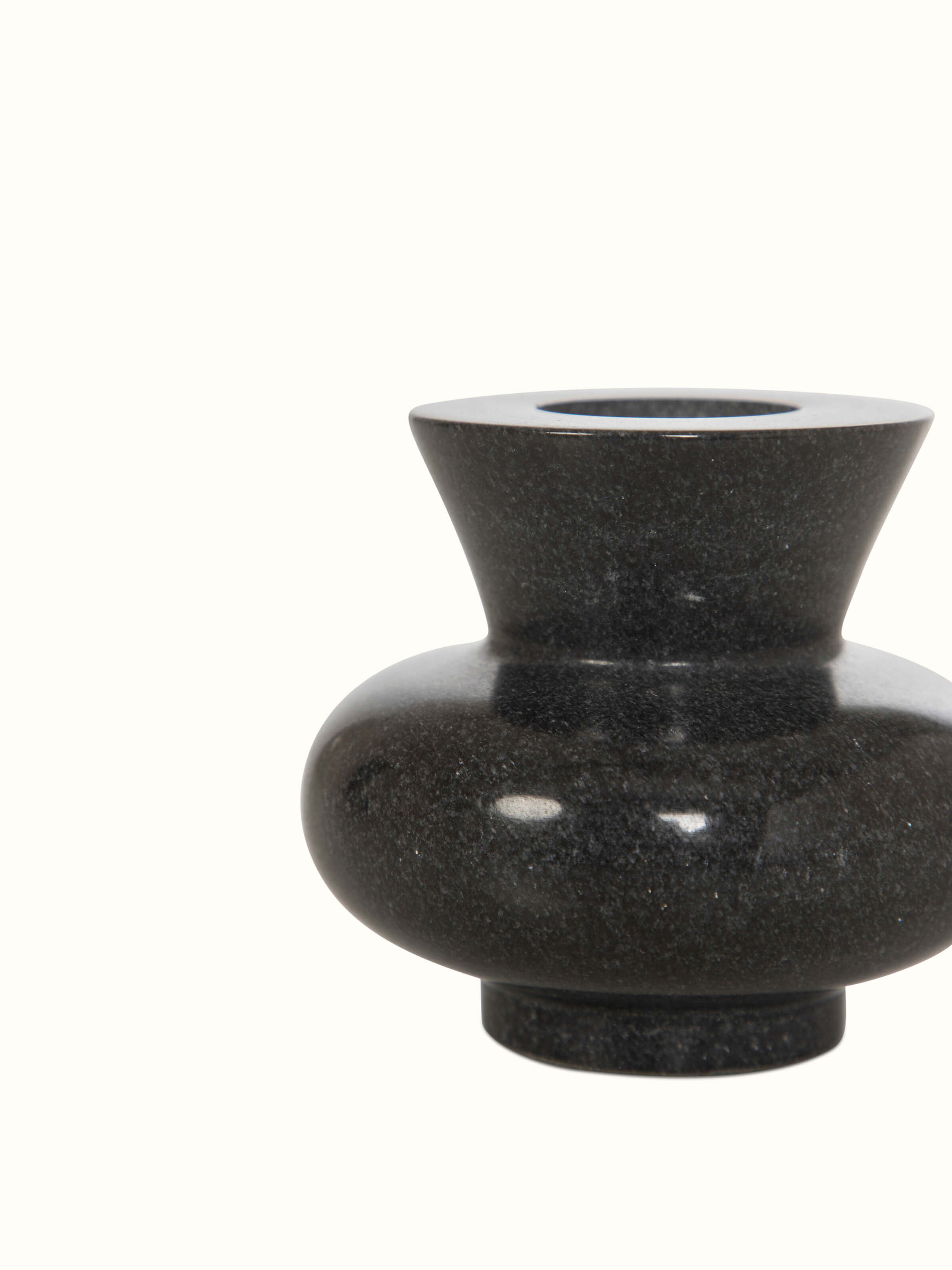 Full view of Carved marble tea light holder in black color showcasing overall design and marble craftsmanship.