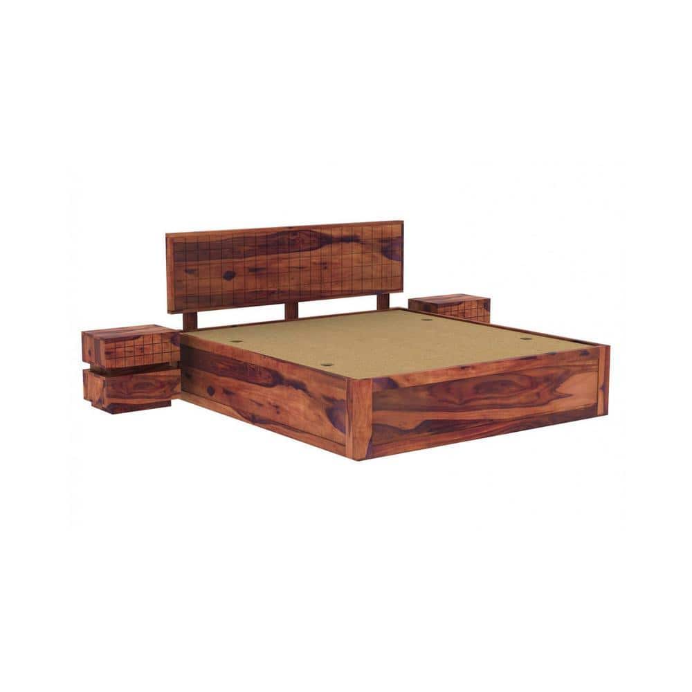 Esra Sheesham Wood Queen Size Bed Box Storage Provincial Teak Finish (60 x 78 inches)