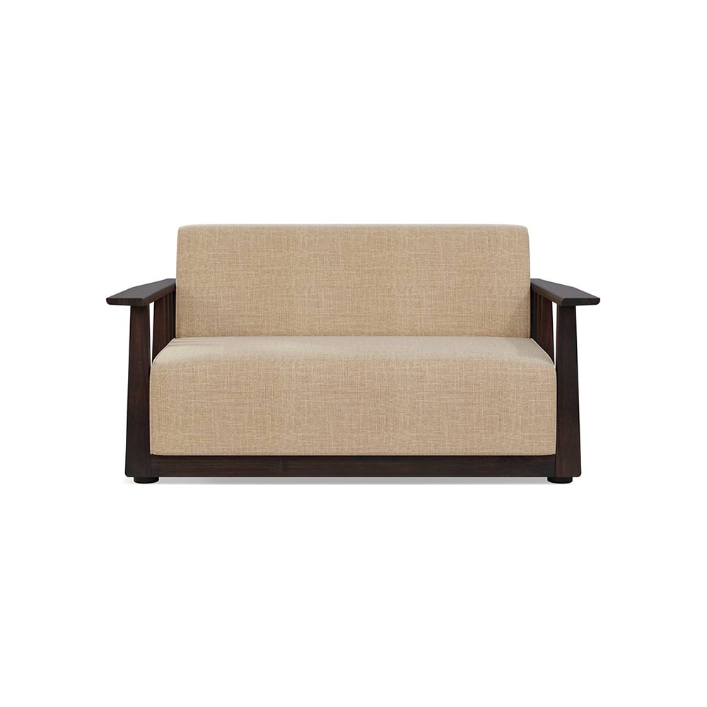 Serra Wooden Sofa - Mahogany Finish (Sandshell Beige)