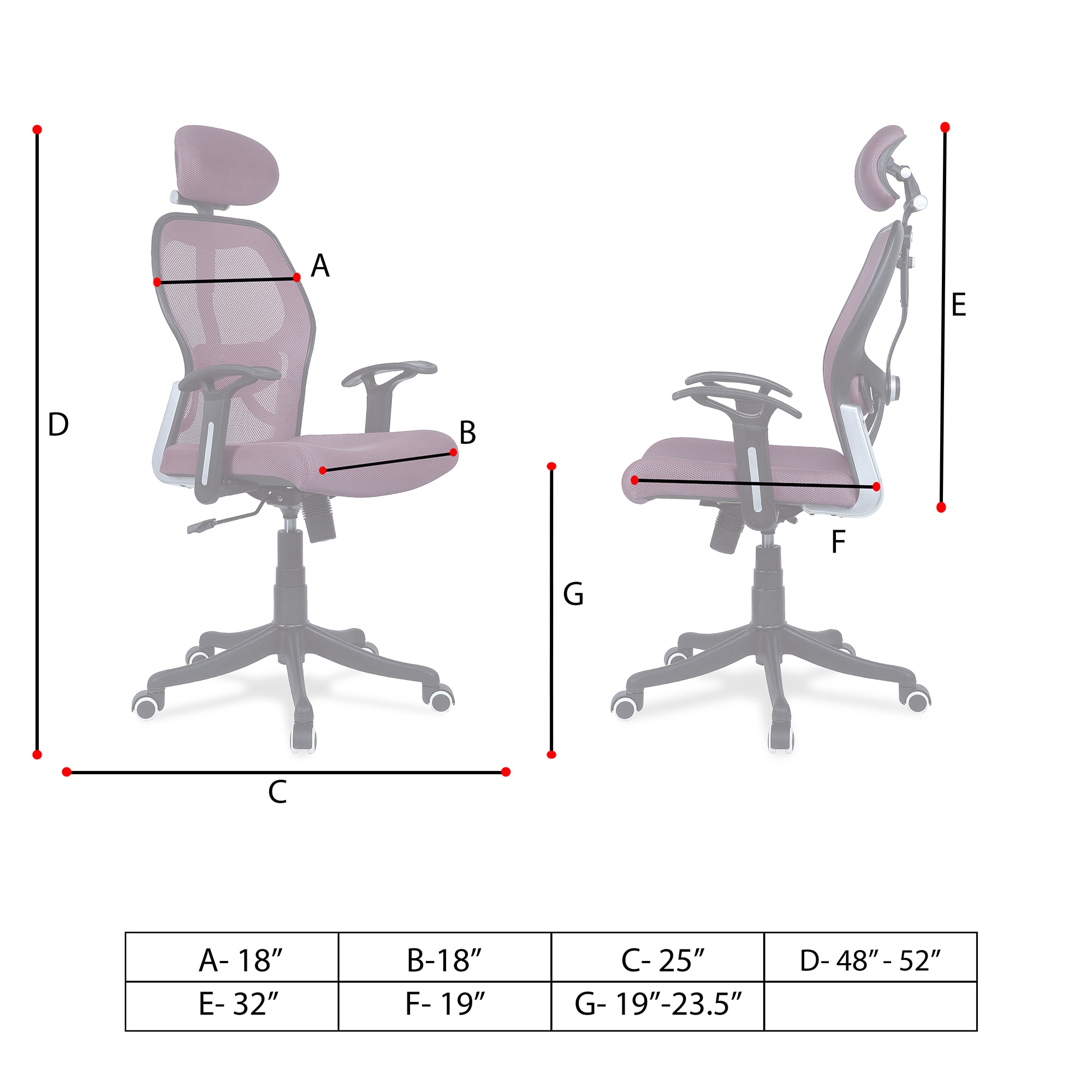Reaii Mid Back Ergonomic Chair in Red Colour