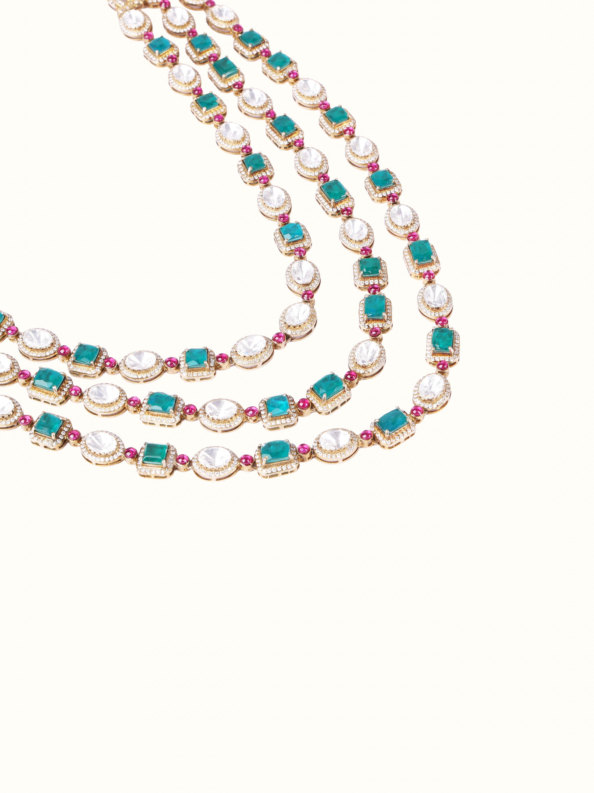 Close-up of handcrafted silver smithing detail on collar necklace