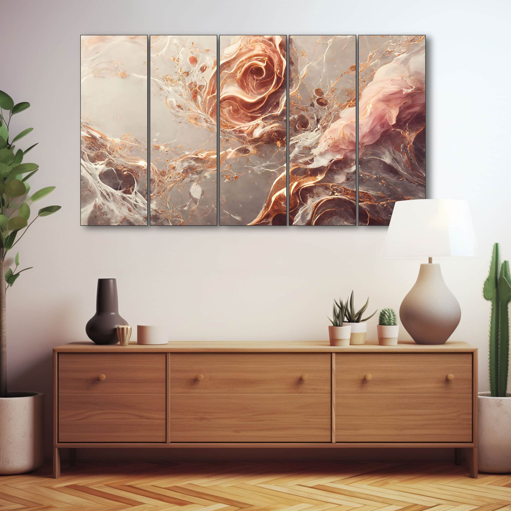 The Castle Decor Marble Abstract Art Wall Painting Wooden Framed Painting 27x48 Inch Style 1 - The Castle Decor