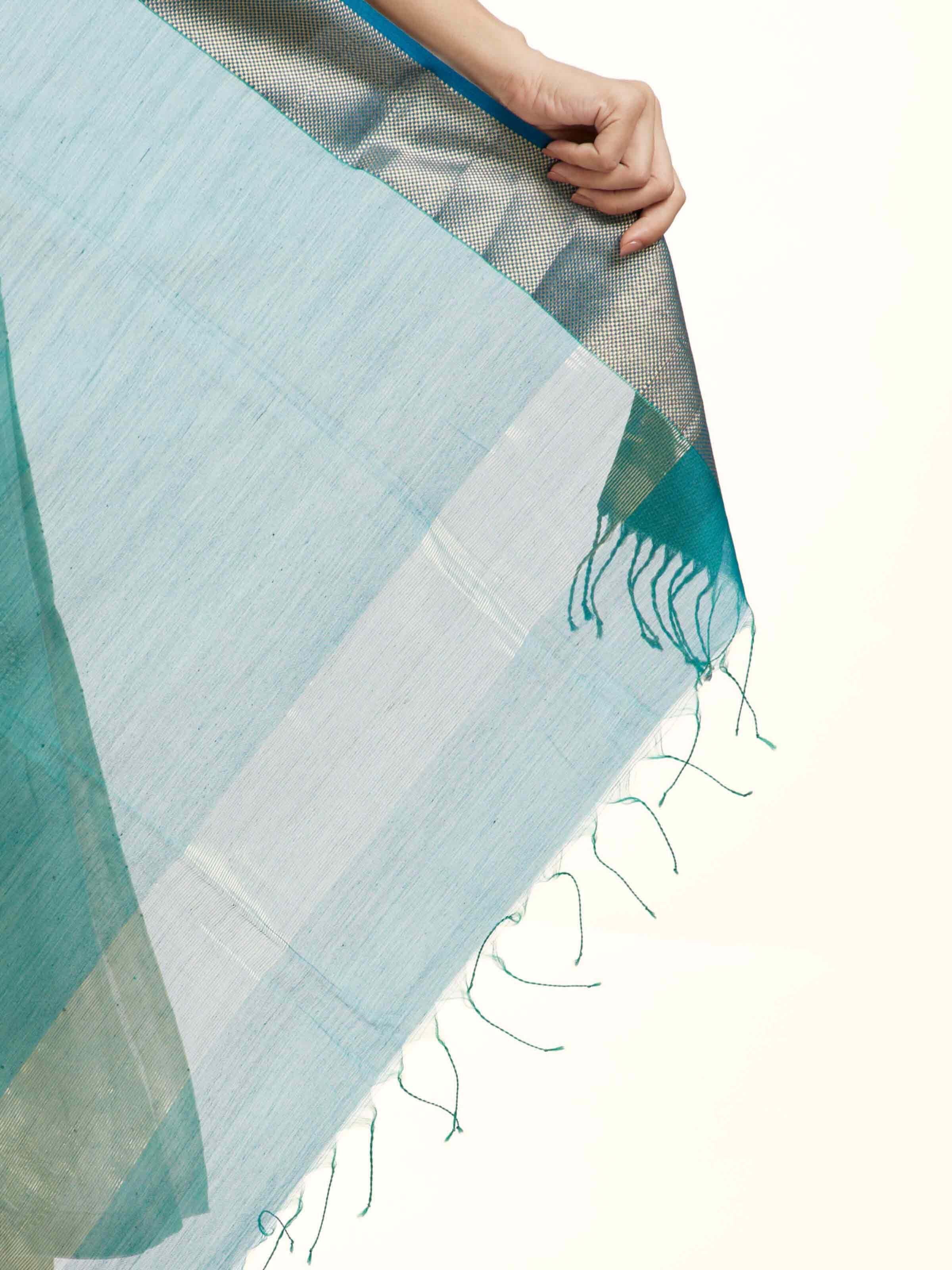 Blue Cotton Silk Maheshwari Handloom Dupatta