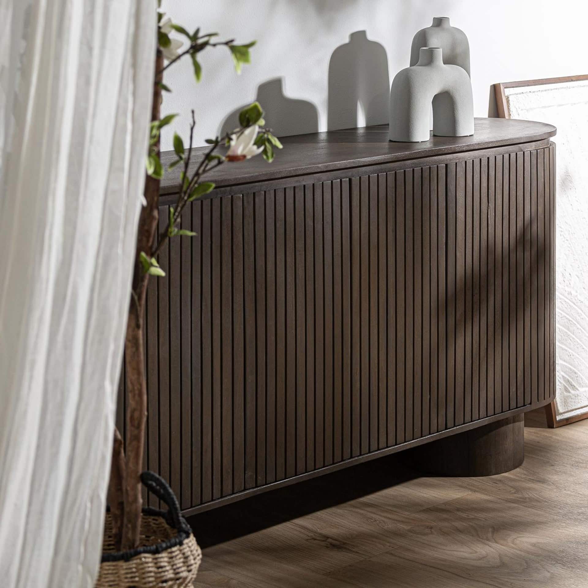 Vetex Solid Mango Wood Sideboard with 4 Drawer in Dark Finish