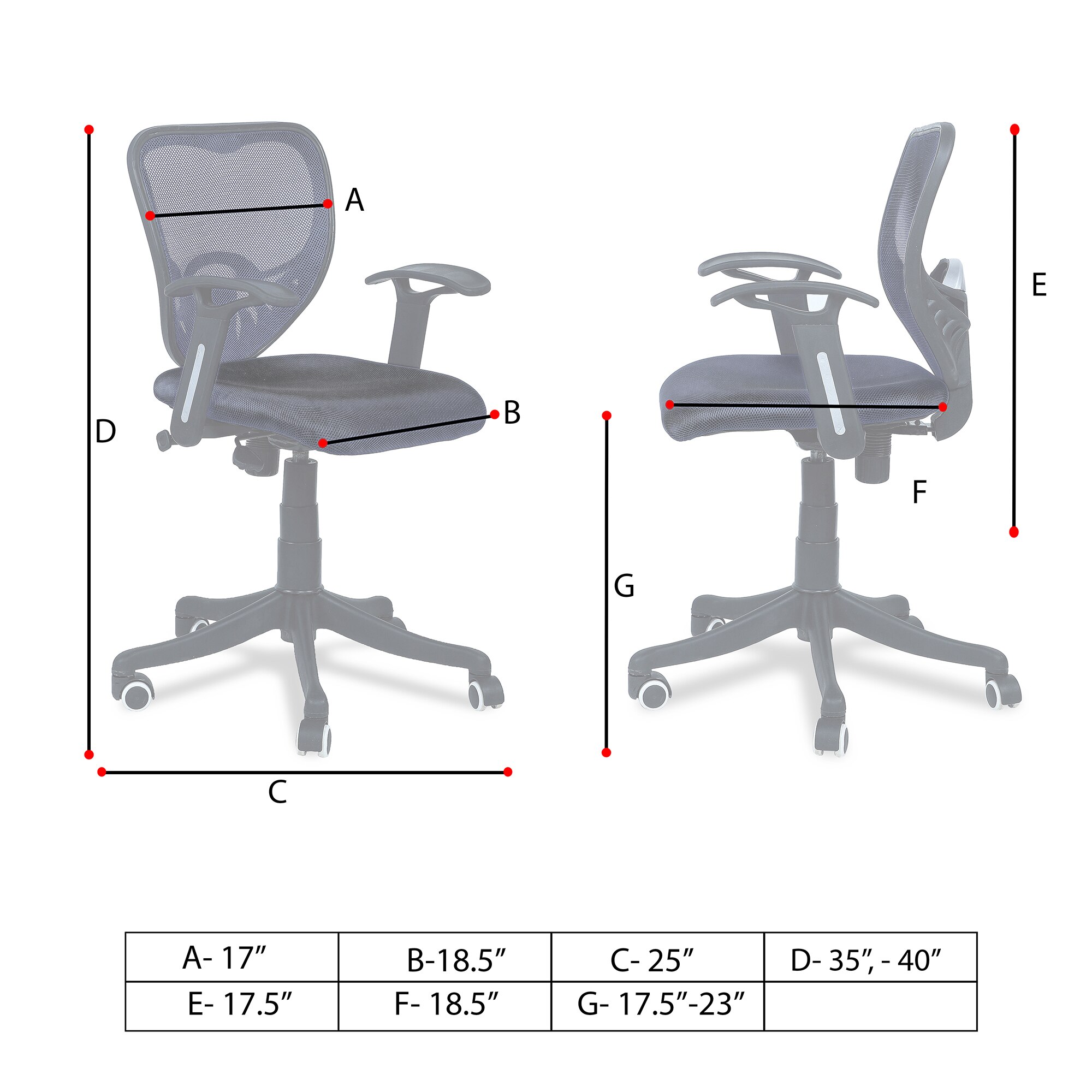 Odrione Low Back Ergonomic Chair in Black Colour