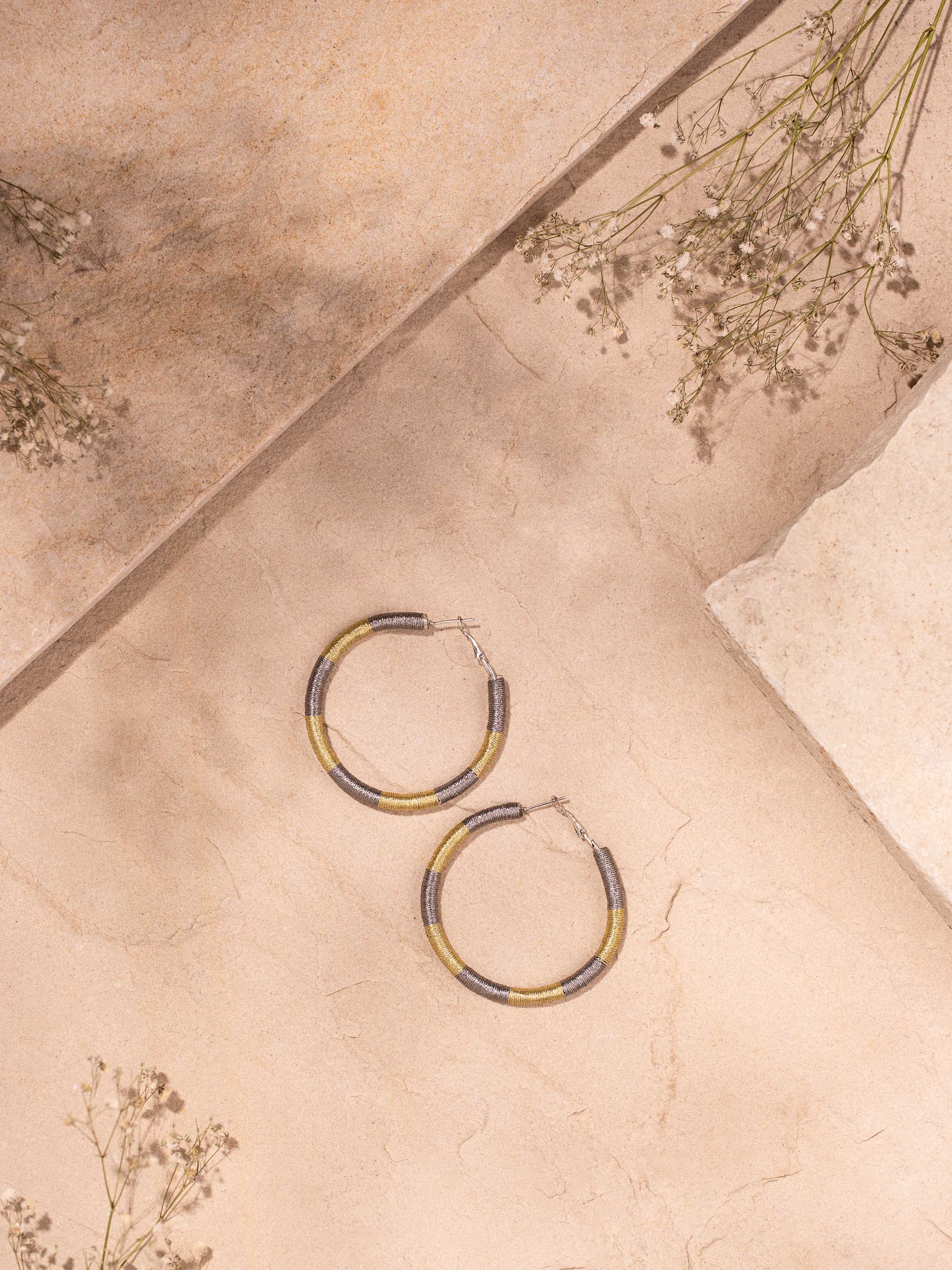 Lifestyle view of handcrafted hoop earrings