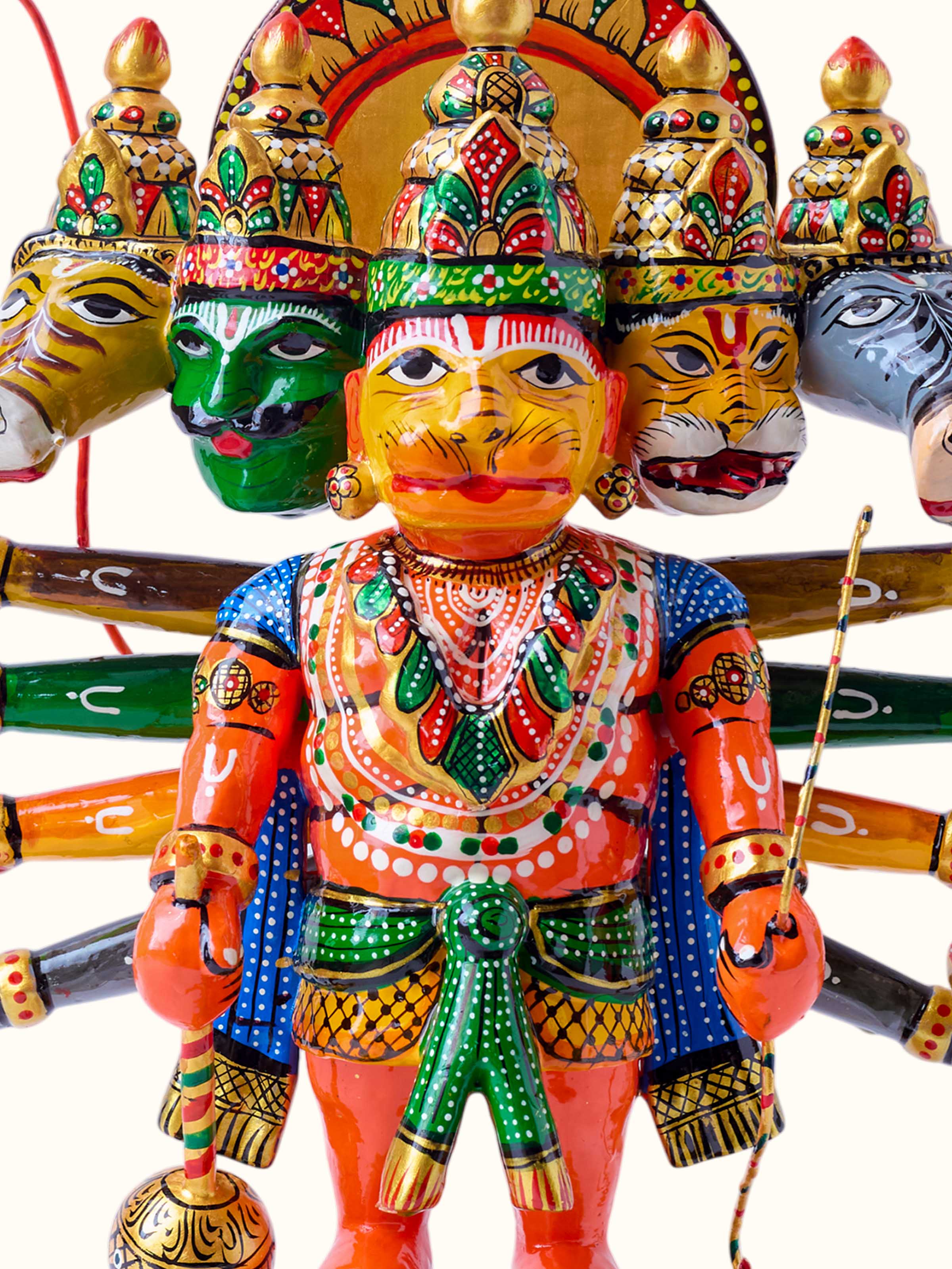 Wooden Panchmukhi Hanuman Idol