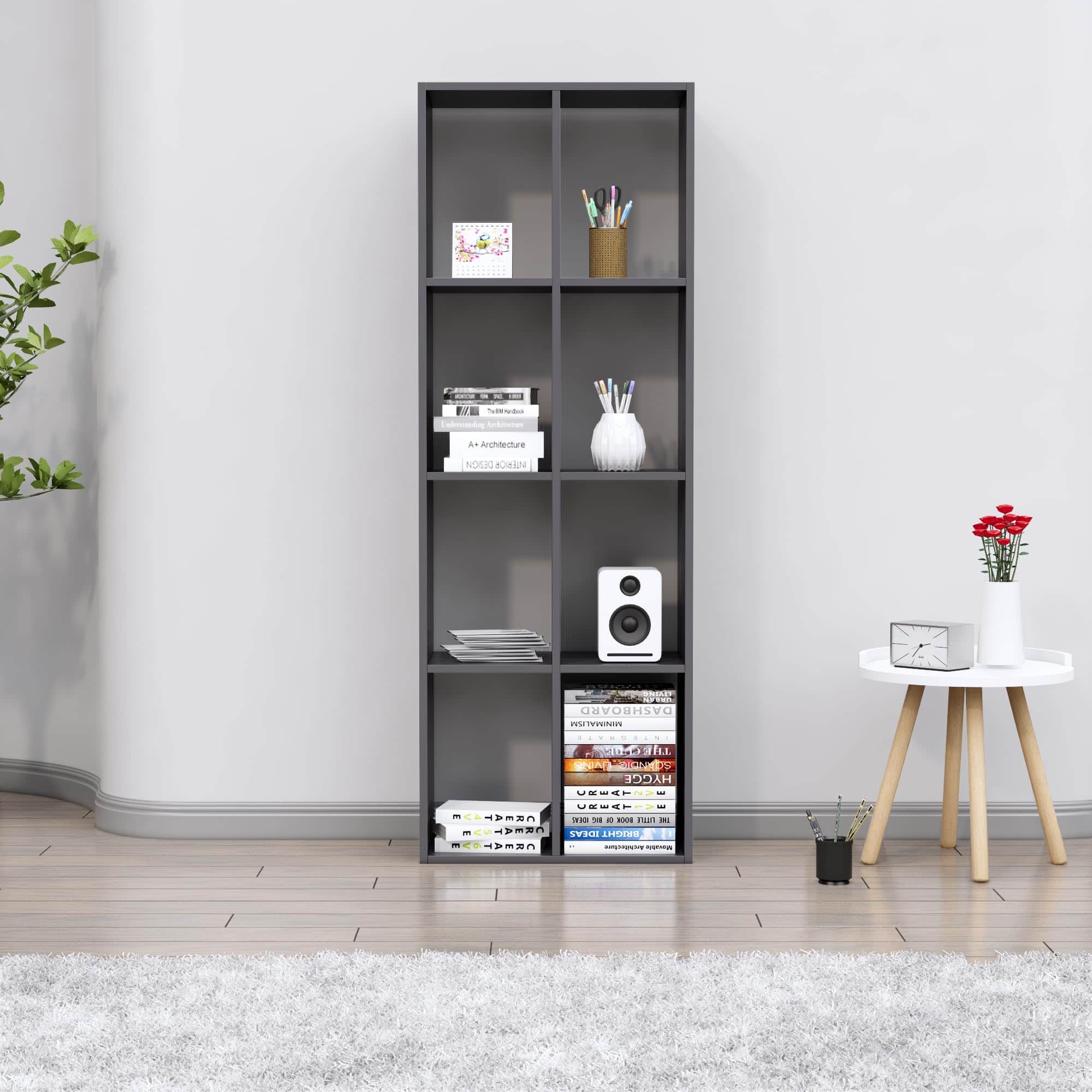 Hexa Engineered Wood Bookshelf Multipurpose Storage Rack in Slate Grey Colour - HexaRed