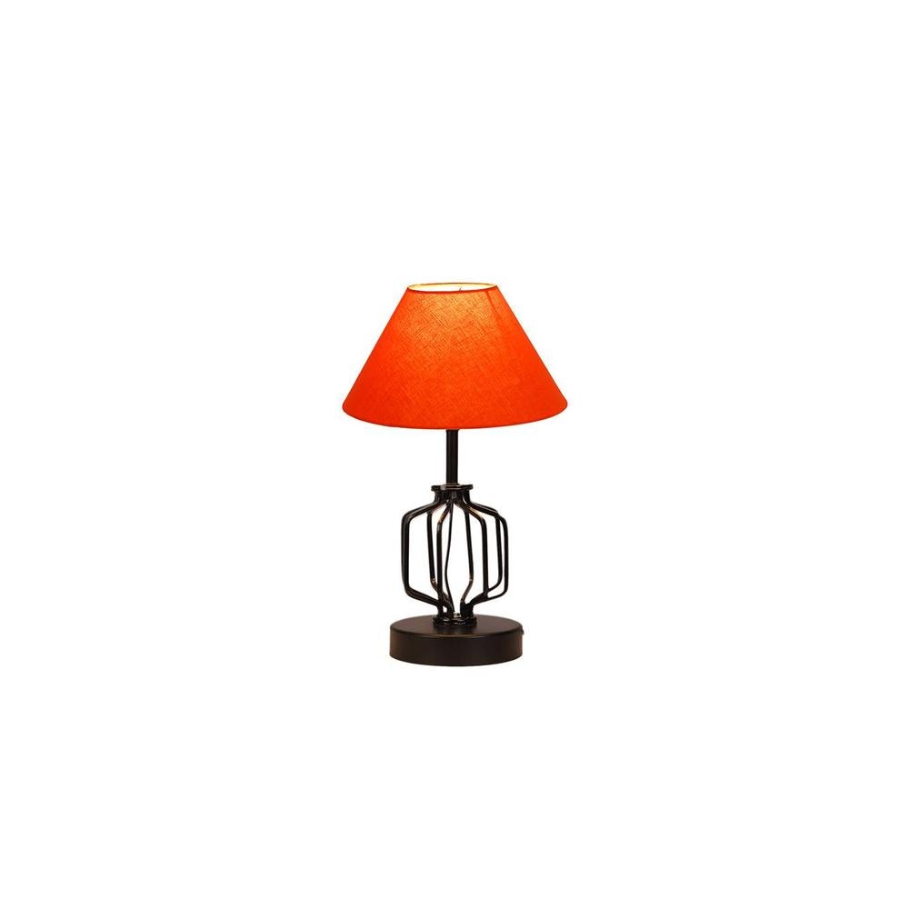 Raelyn Orange cotton Table lamp with Iron Base