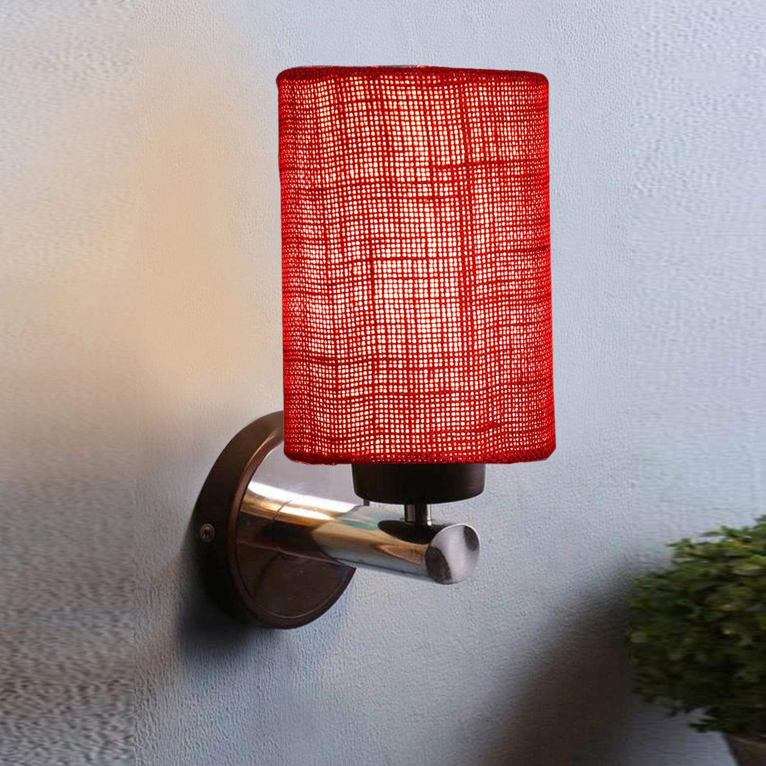 Devansh Metal Electric Wall Light in Maroon Colour with Maroon Shade Count of 1 Light - Devansh