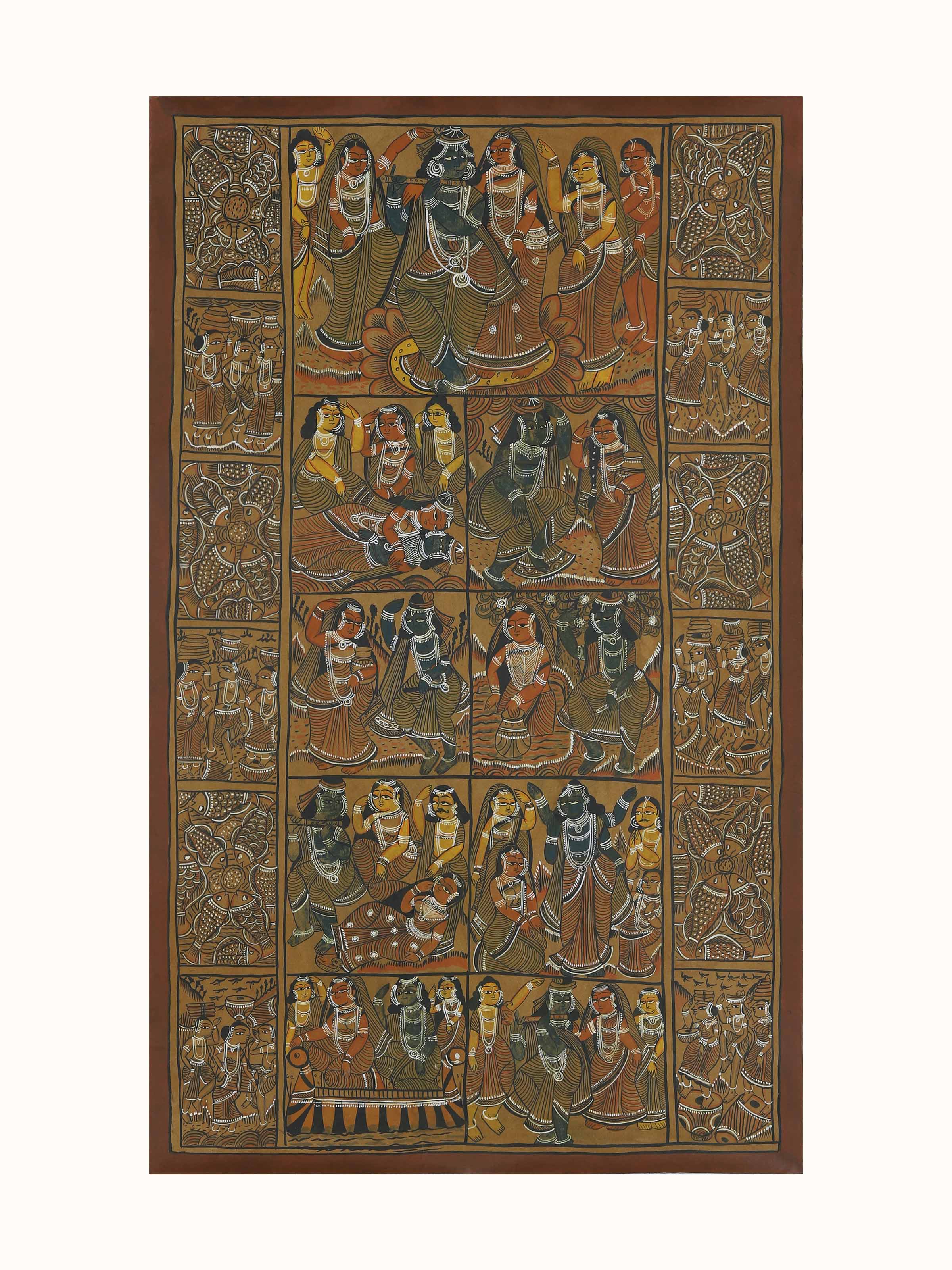 Krishna Story Kalighat Painting