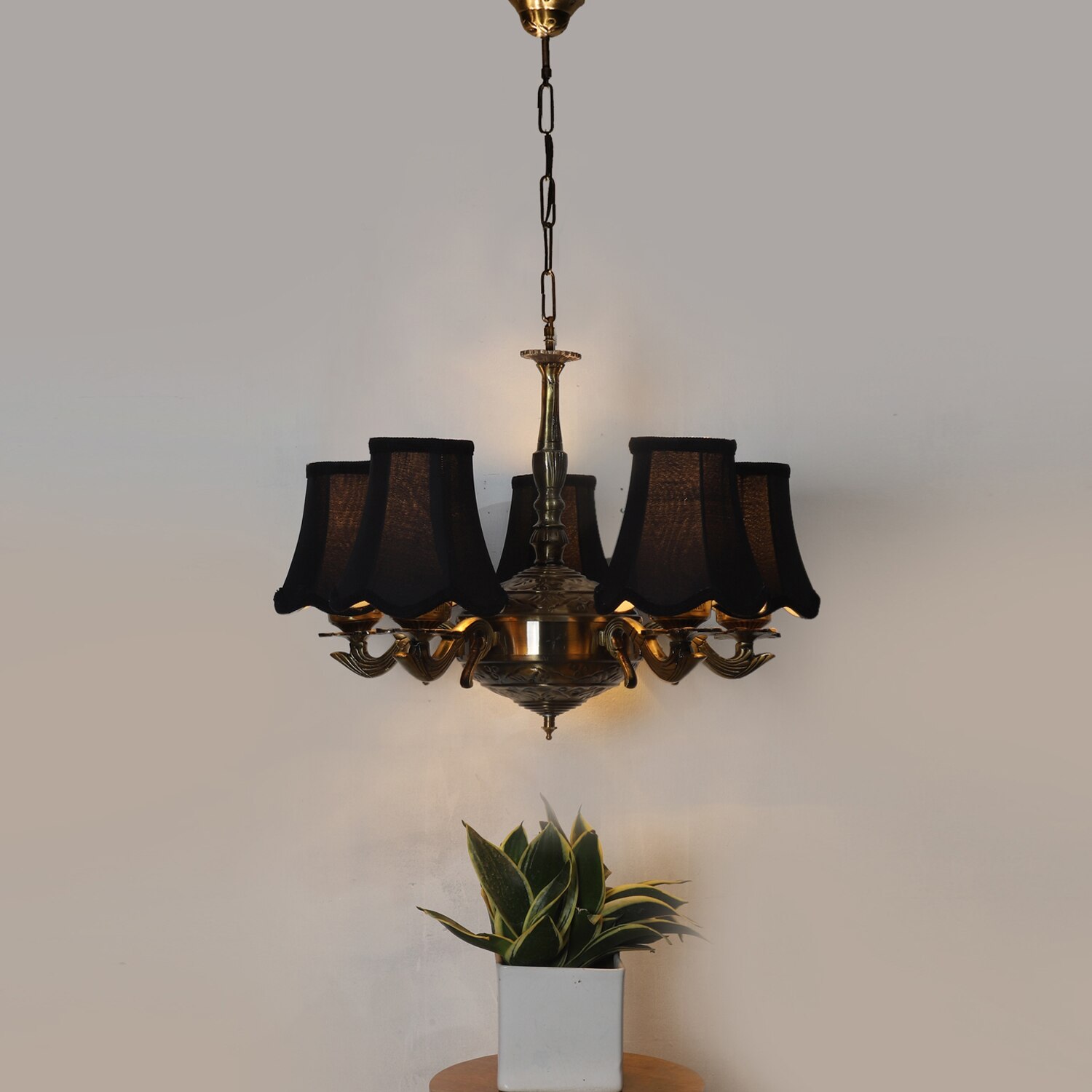 Devansh Gold Wall Mounted Lamp With Black Cotton Shade