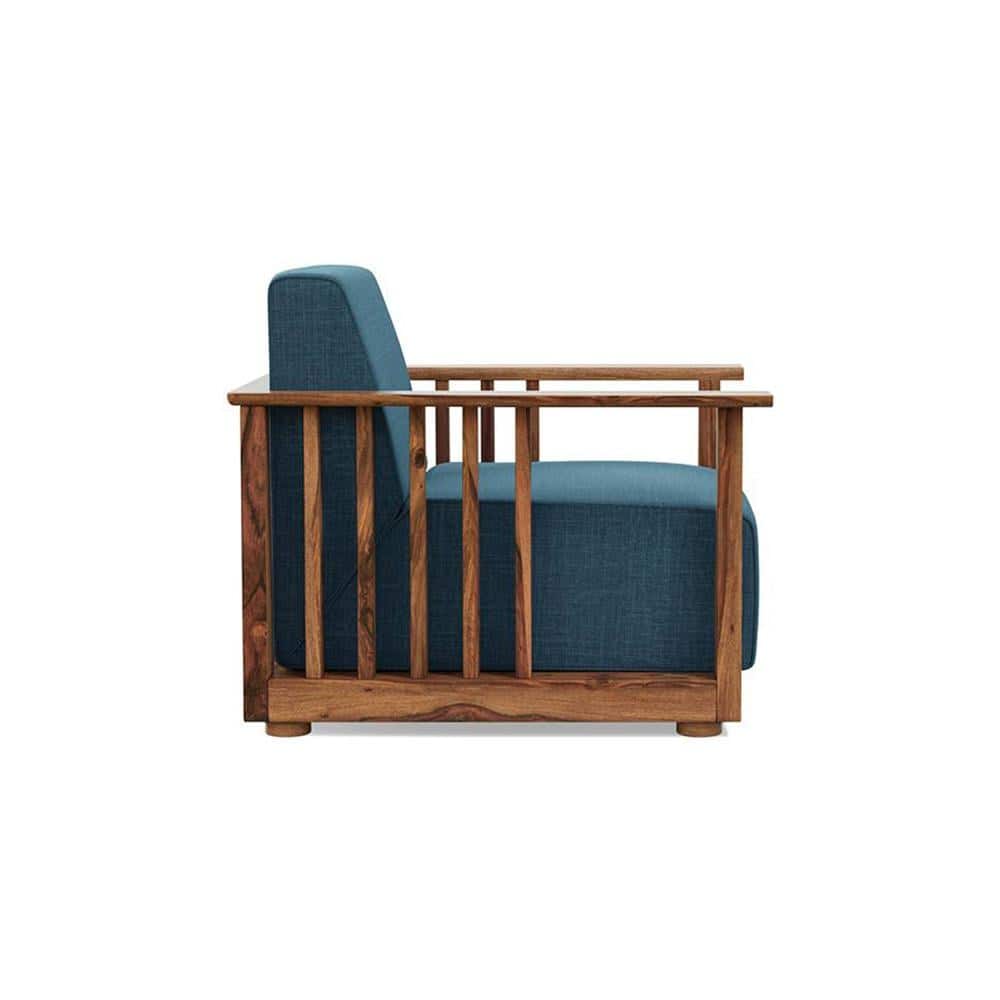 Serra Wooden Sofa - Teak Finish (Colonial Blue)