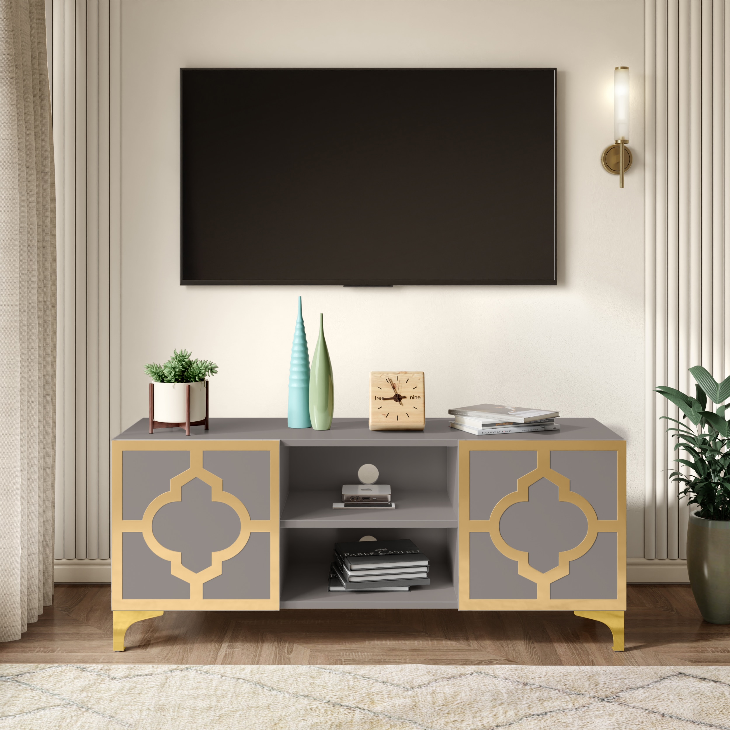 Gold Lux free-standing TV cabinet in Grey-image-32