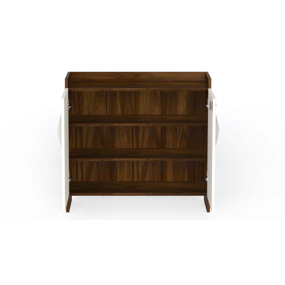 Brooklyn Engineered Wood Shoe Cabinet with Brown Maple & White finish