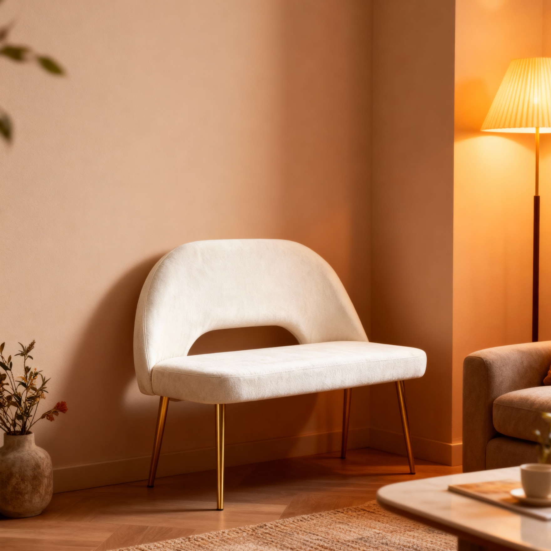 The Scoop Settee in White Colour