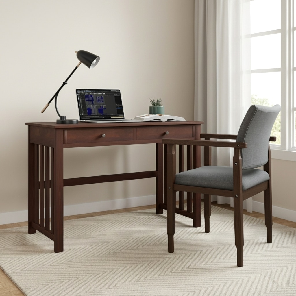 Louisville Sheesham Wood Study Computer Table In Dark Walnut Finish