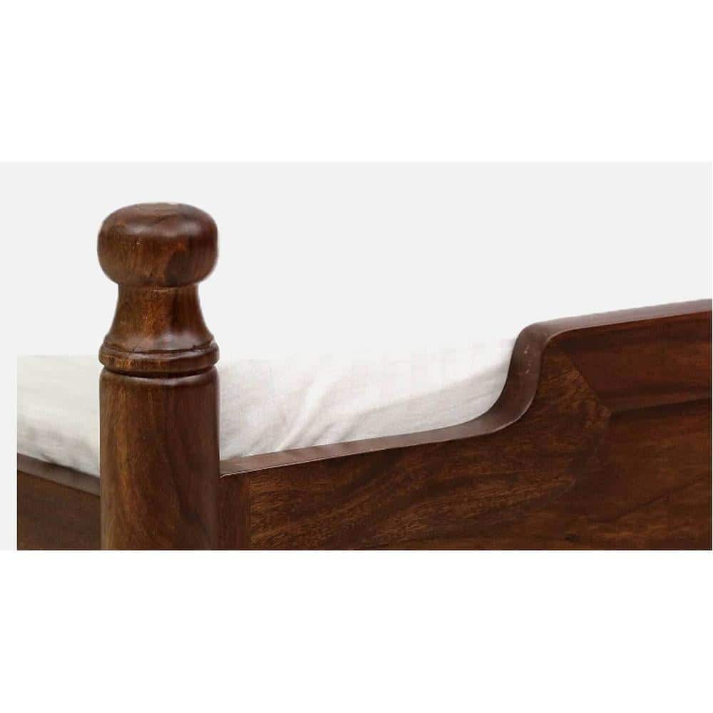 Domino Solid Wood King Size Non Storage Bed In Provincial Teak Finish