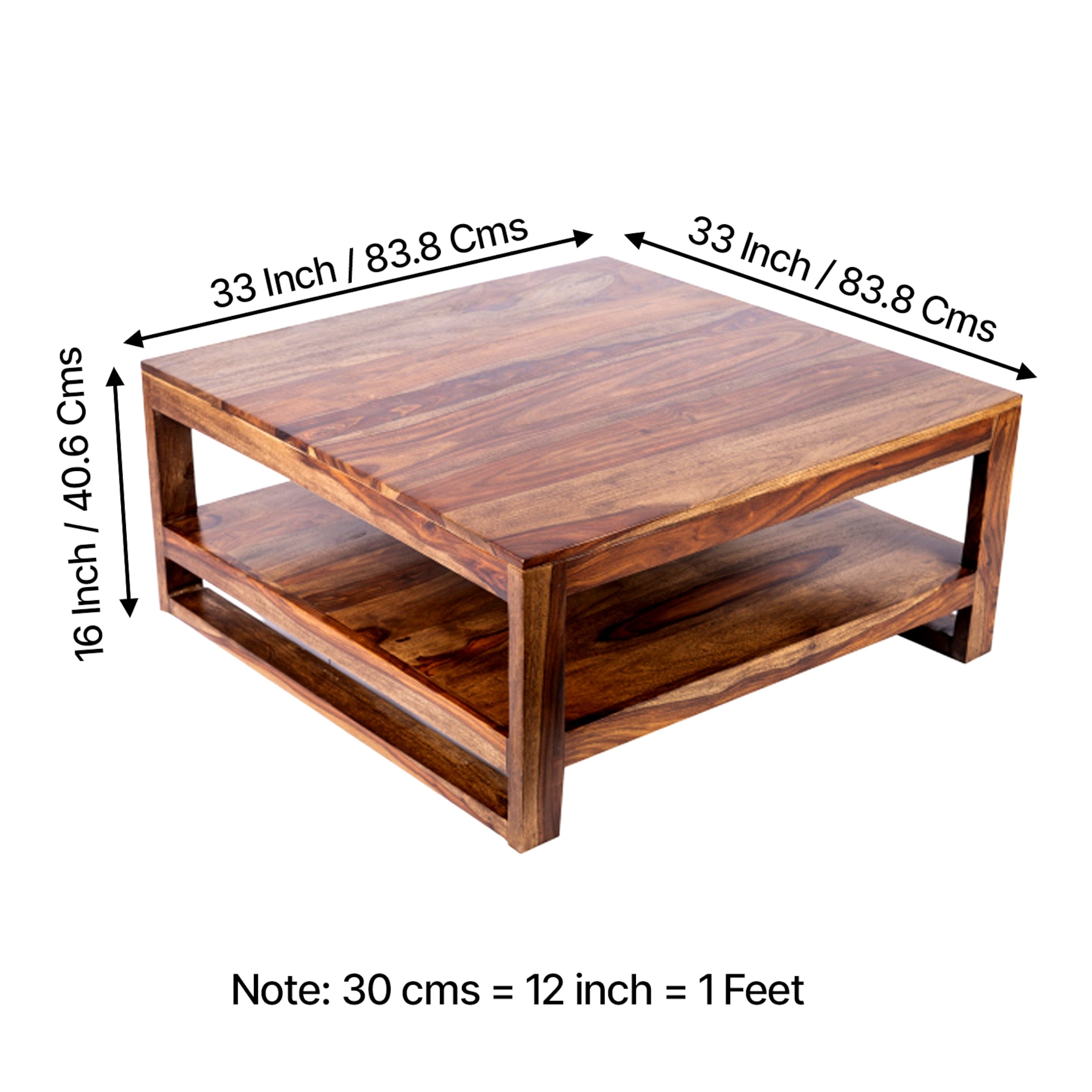 Turin Sheesham Wood Coffee Table In Teak Finish