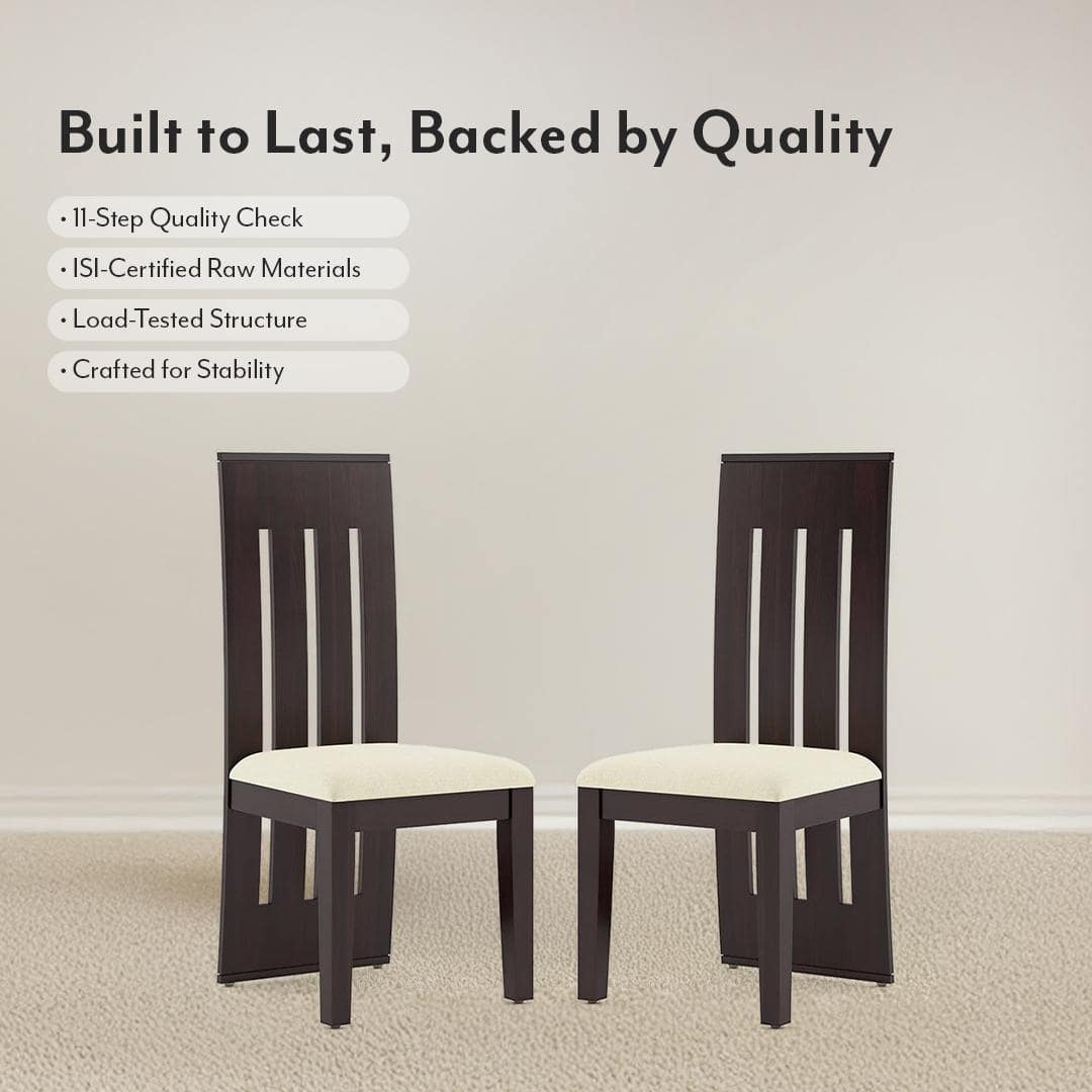 Sinai Dining Chair Set Of 2 In Mahagony Finish With Camilla Ivory Colour