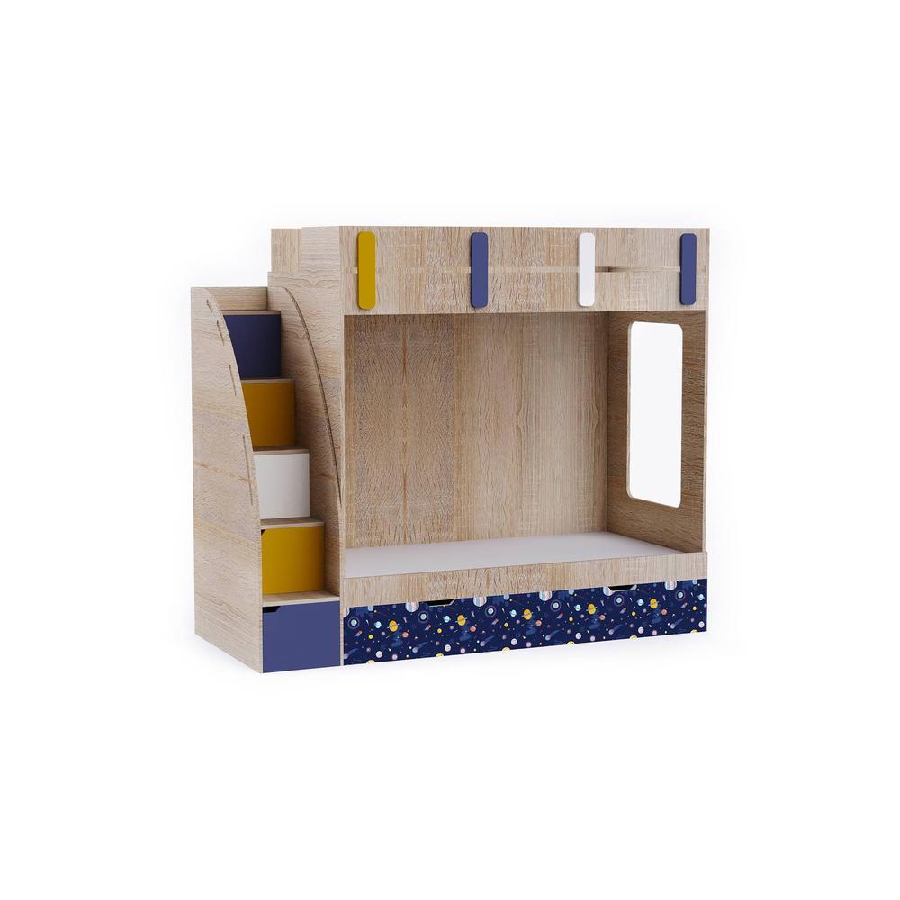 Pinwheels Bunk Bed with Storage in Oak Colour BKBB044