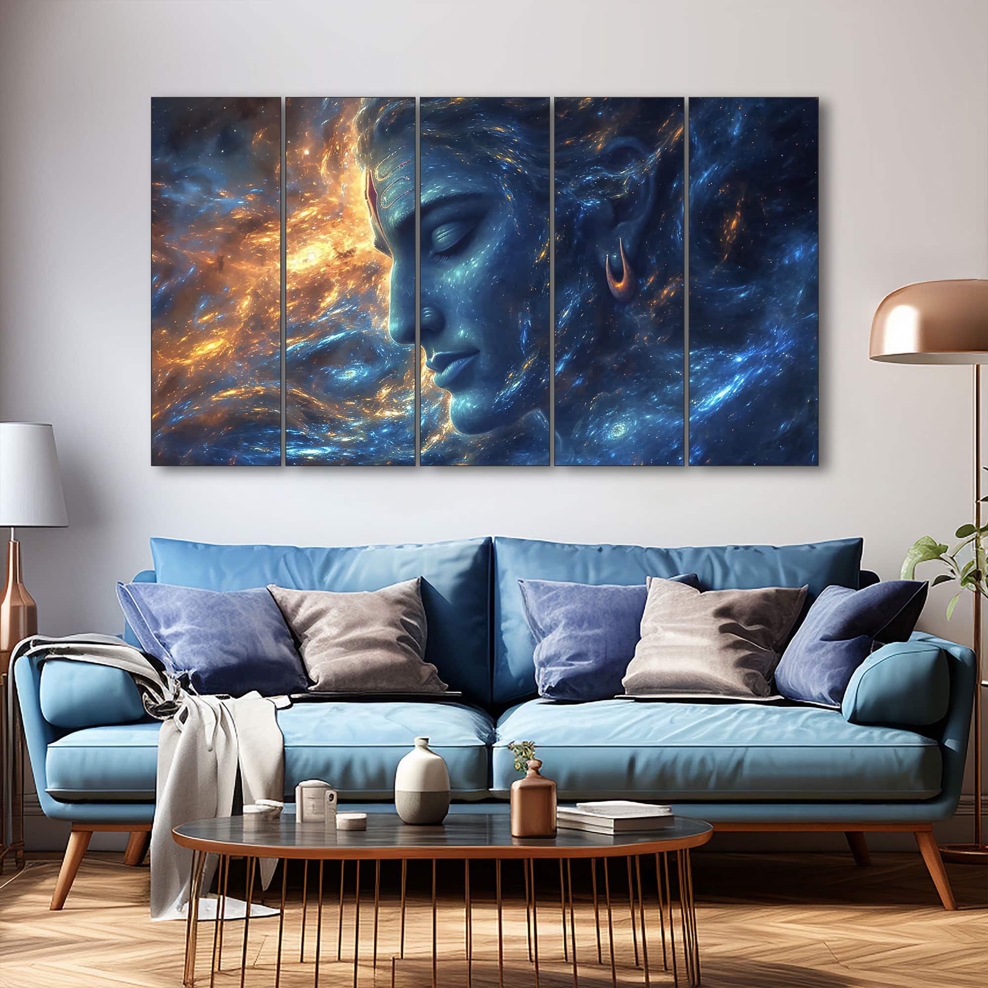 The Castle Decor Lord Shiva Wall Painting Wooden Framed 27x48 Inch (Style 11) - The Castle Decor