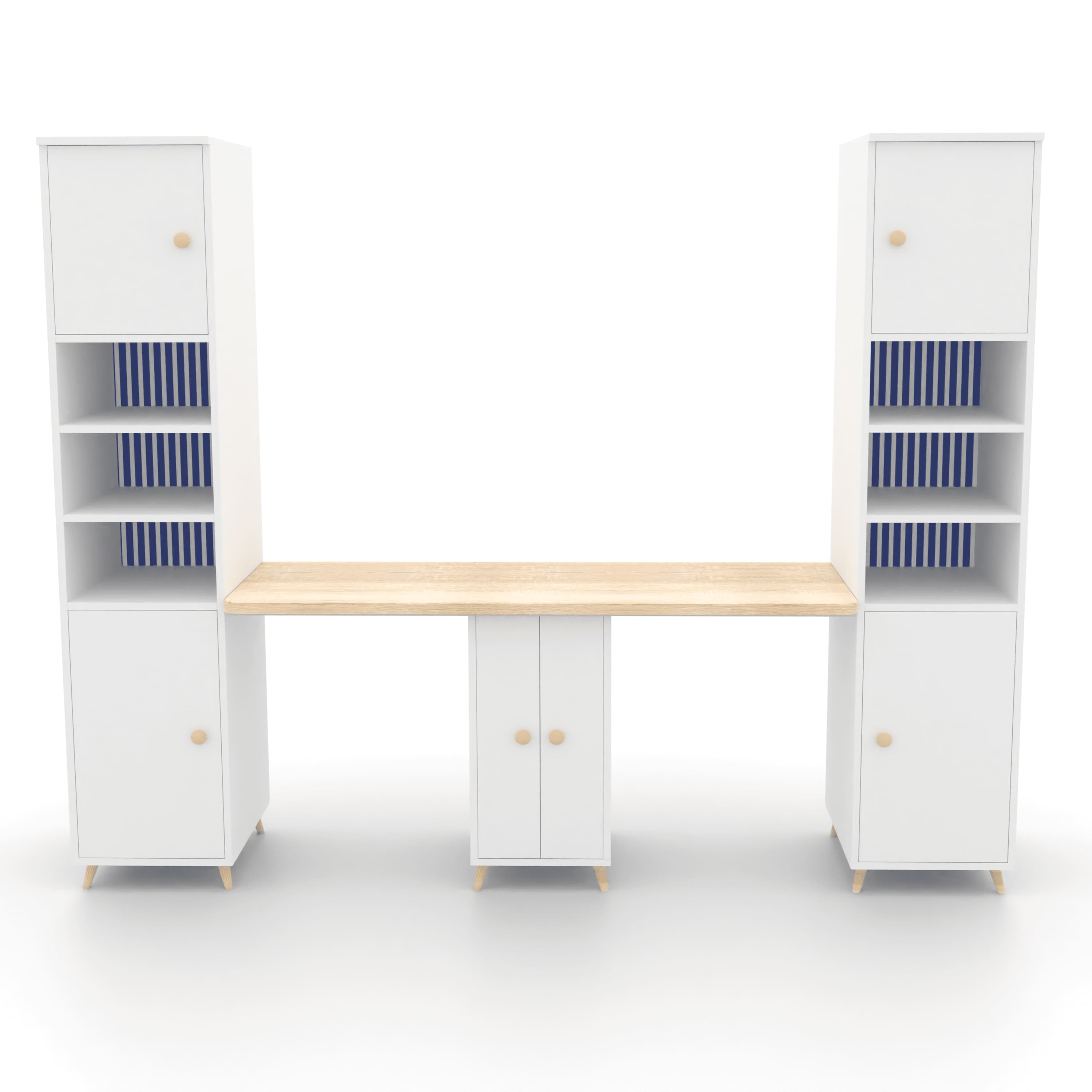 Dynamo 2 Seater Study Table  Blue In Blue and White Colour
