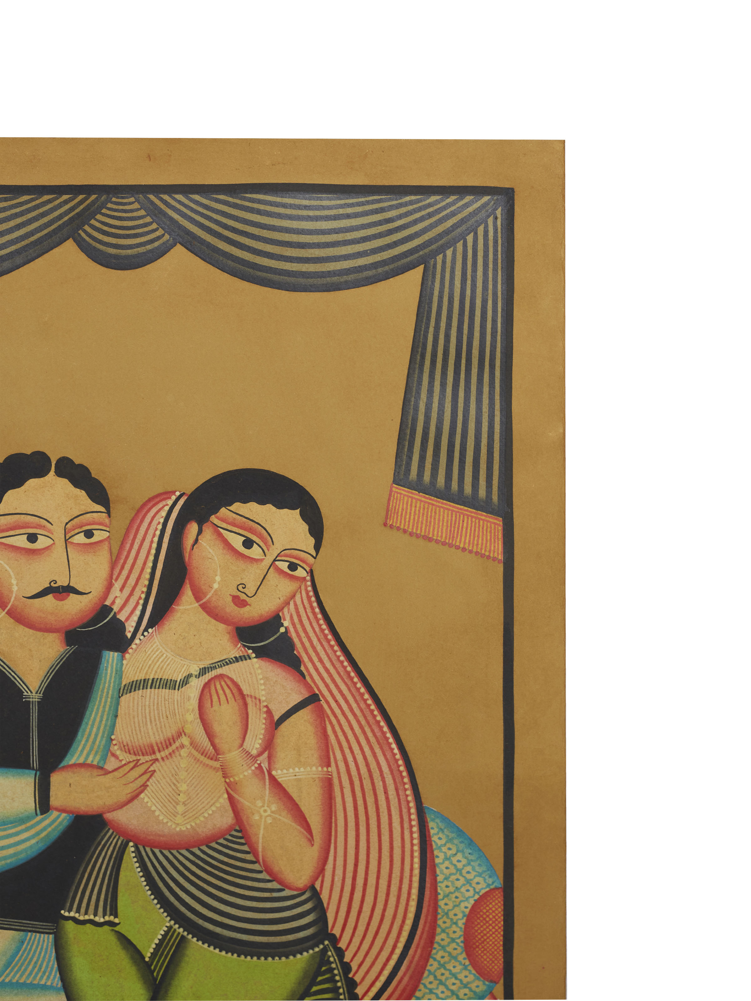 Detail shot of Babu Bibi Kalighat Painting