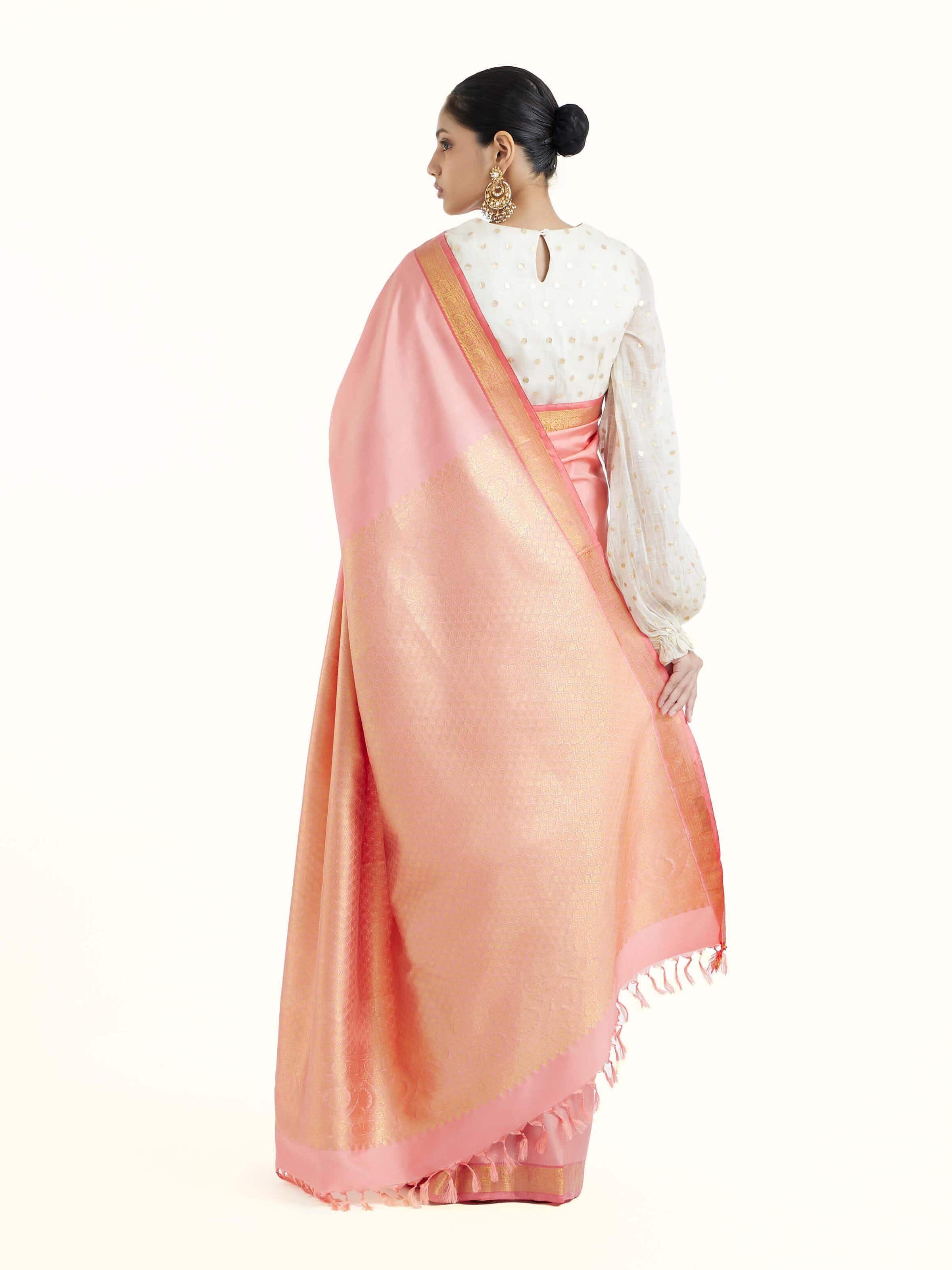 Peach Silk Dharmavaram Saree