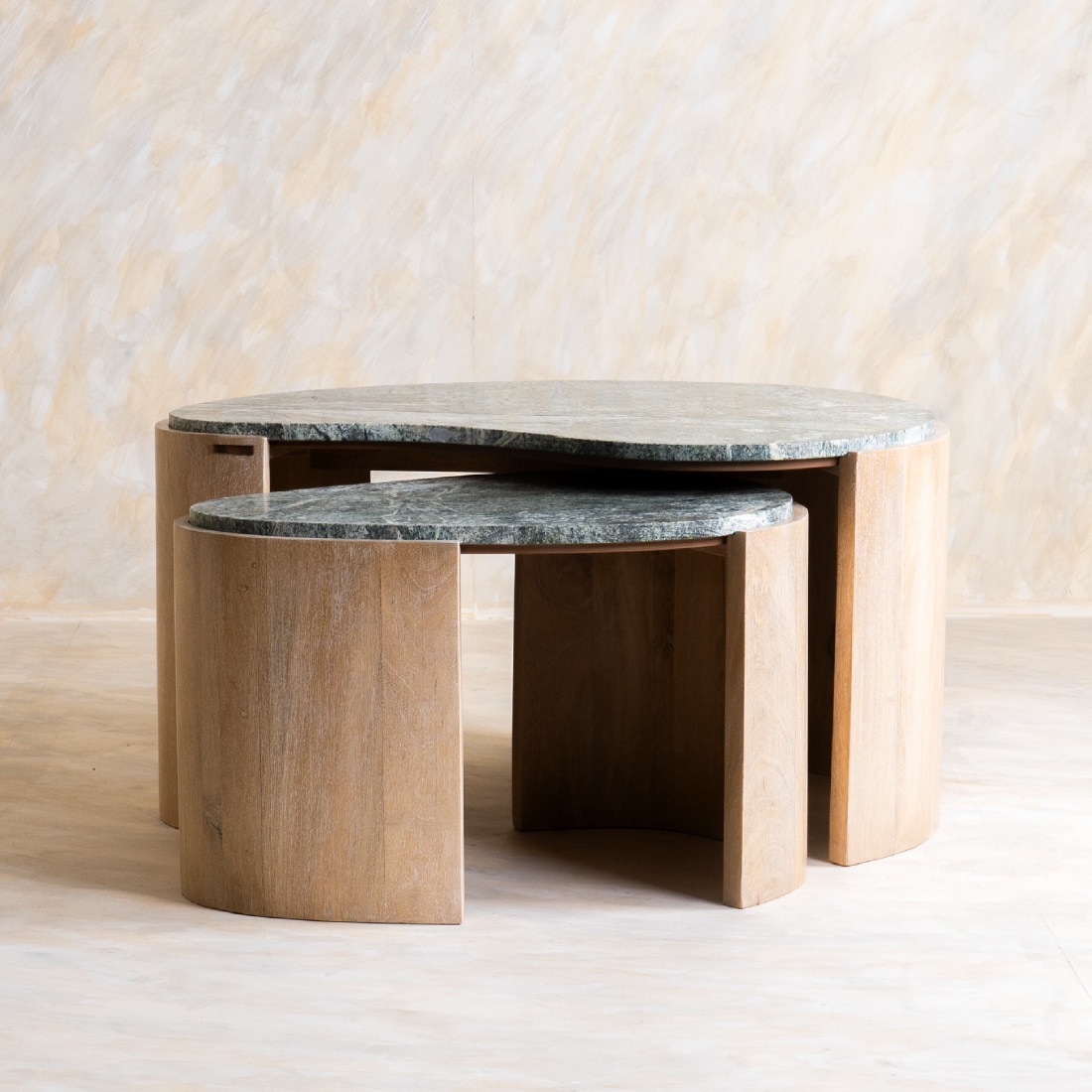 Bora Bora Solid Wood Nesting Coffee Table in Black Colour - Orange Tree