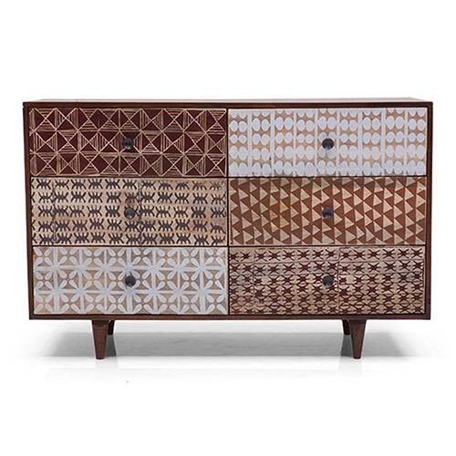 Emaada Solid Wood Chest of 6 Drawers in Teak Finish